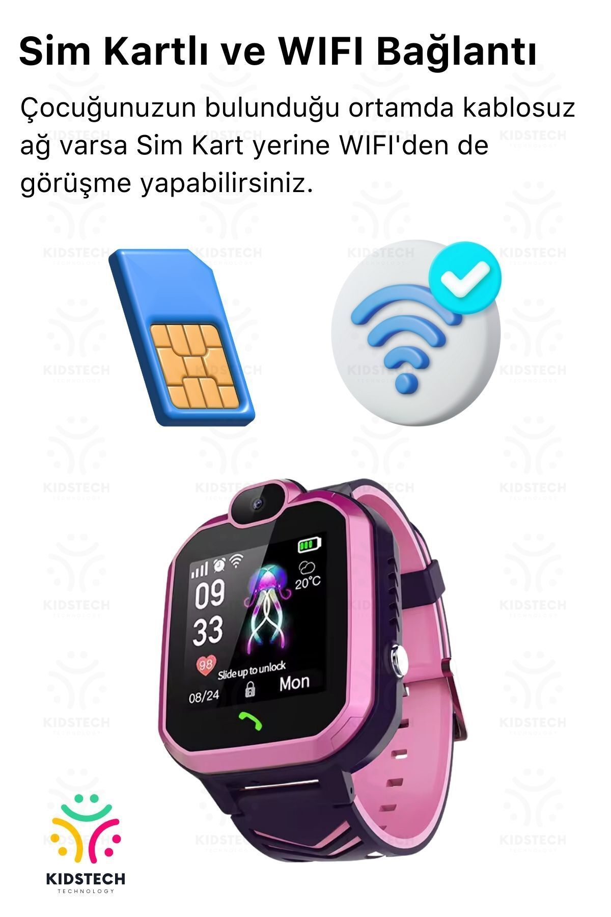 Çocuklar İçin GPS Konum BTK Kayıtlı Sim Kartlı Çocuk Takip Ortam Dinleme Kameralı Q20 Akıllı Saat