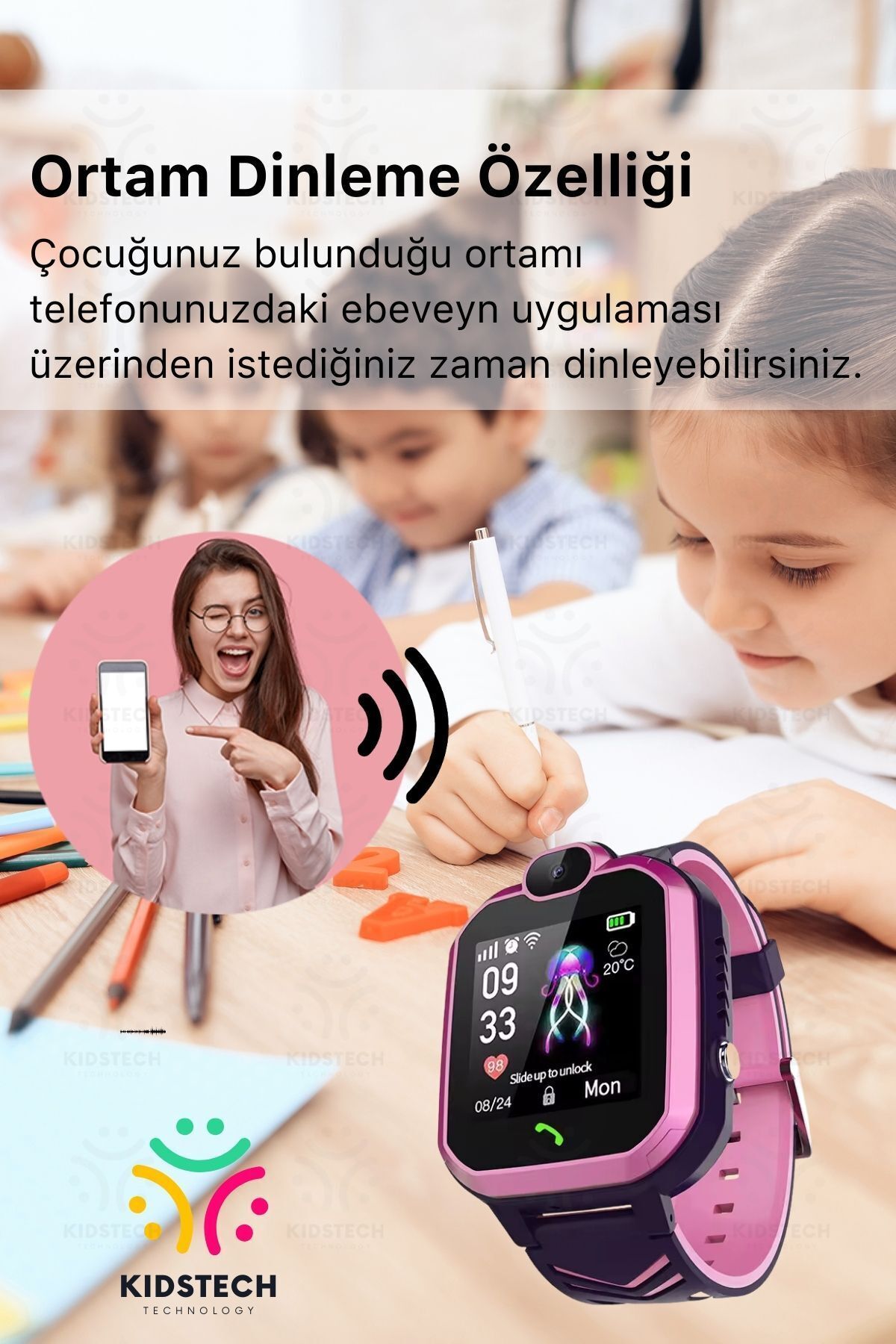 Çocuklar İçin GPS Konum BTK Kayıtlı Sim Kartlı Çocuk Takip Ortam Dinleme Kameralı Q20 Akıllı Saat