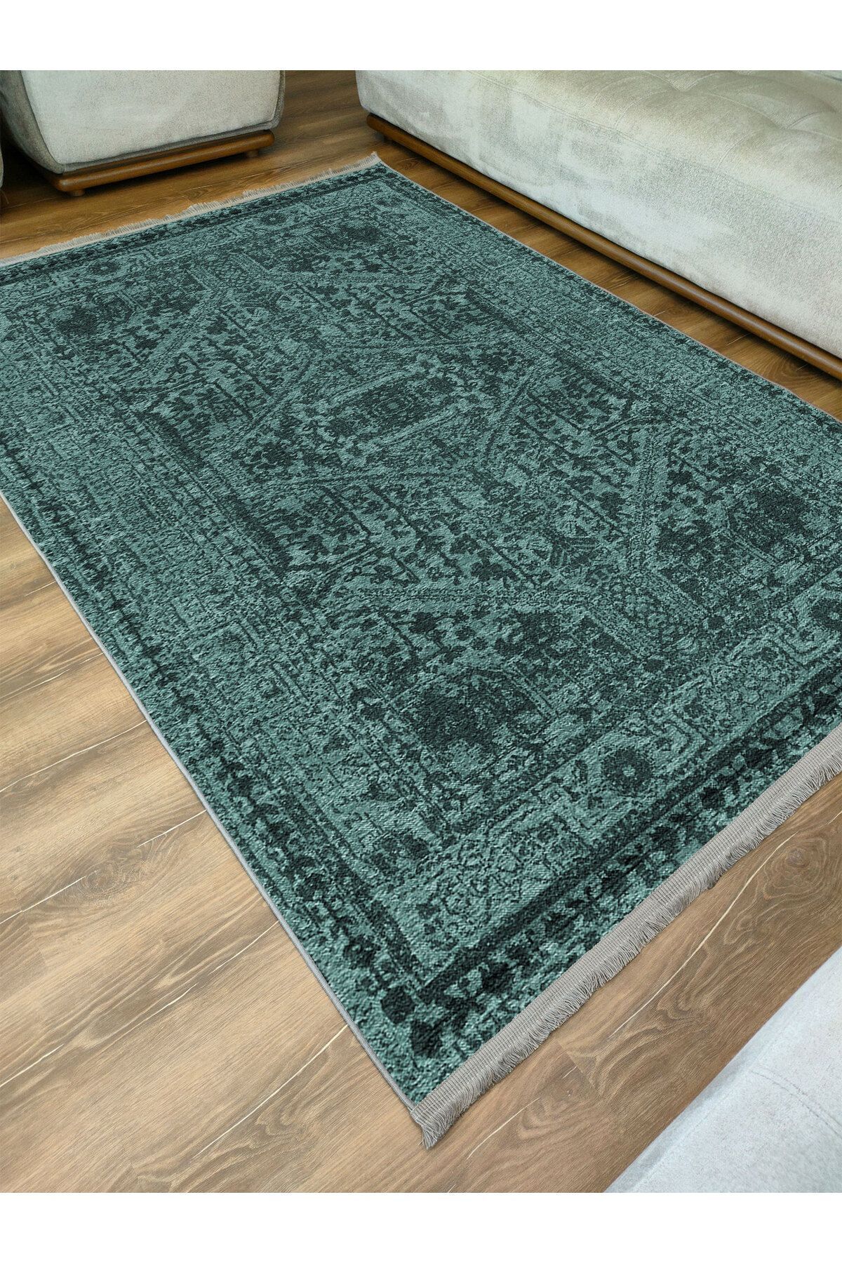 mars halı yeşil Tonunda dekoratif kilim Salon Halısı Peluş Halı Saçaklı Yıkanabilen Halı