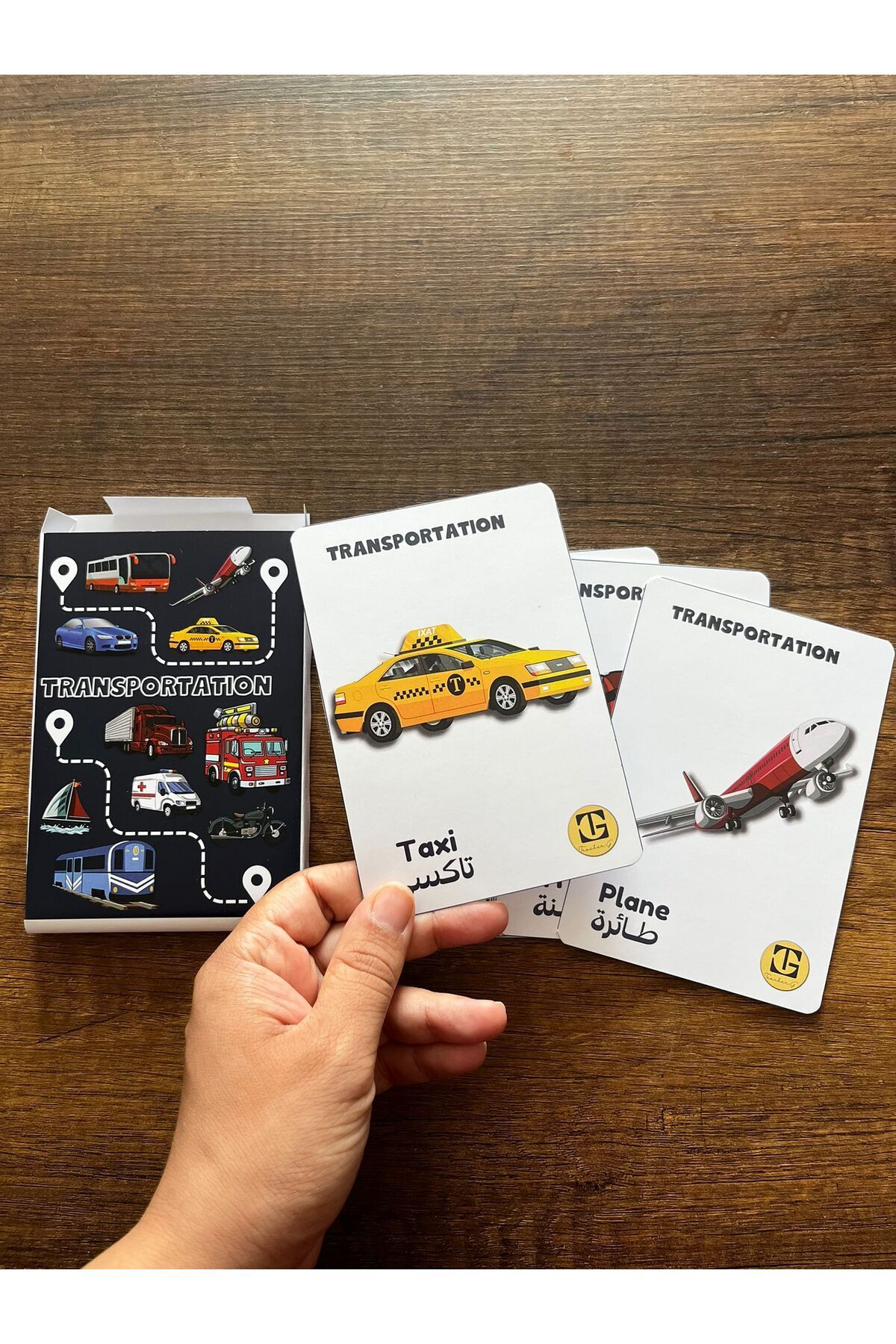کارت‌های فلش ۱۰ تایی اولین کلمه انگلیسی/عربی – وسایل حمل و نقل عمومی