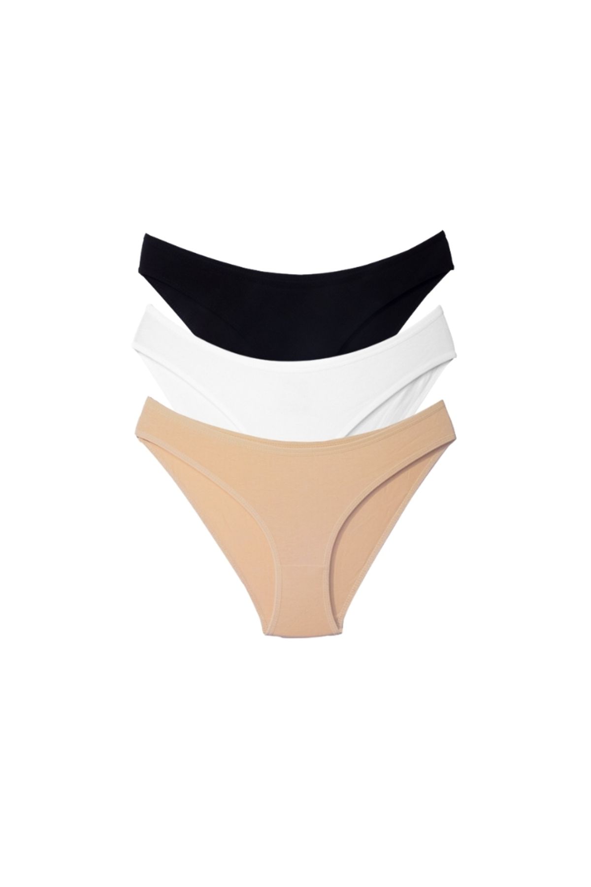 ALYA UNDERWEAR-Pachet de 3 chiloți din bumbac cu tăiere în bikini pentru femei - culoarea pielii alb și negru 6