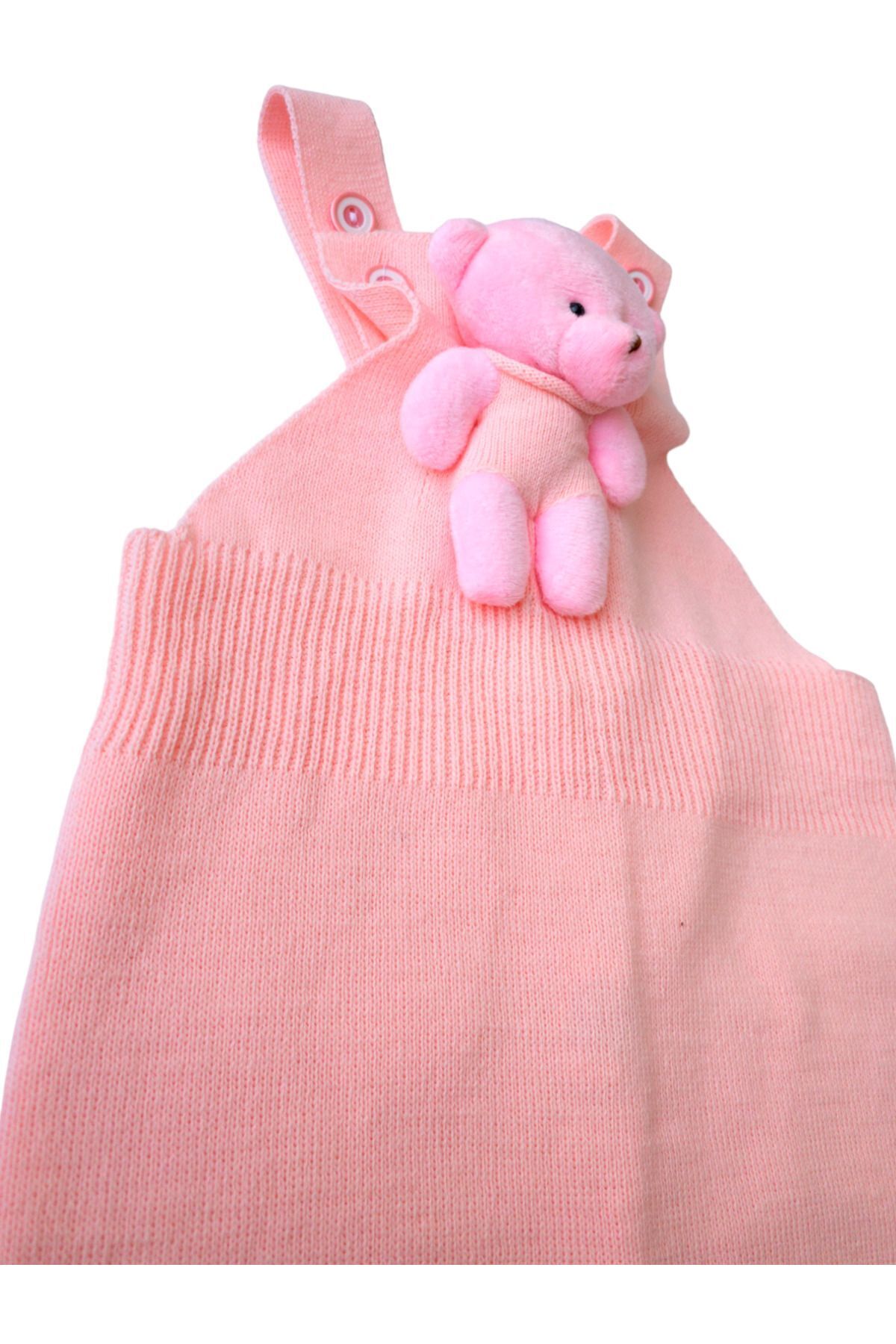 gogo bici Ayıcıklı Düğmeli Bebek Çocuk Triko Salopet Açık Pembe fotoğrafı 2 (önizleme)