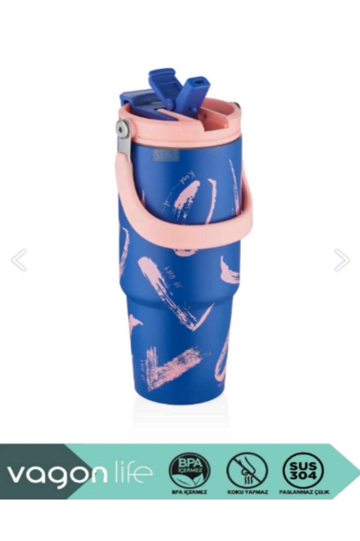 فلاسک صورتی 900 میل Pipetik Piper Free Double Cup Steel Thermos Vagonlife