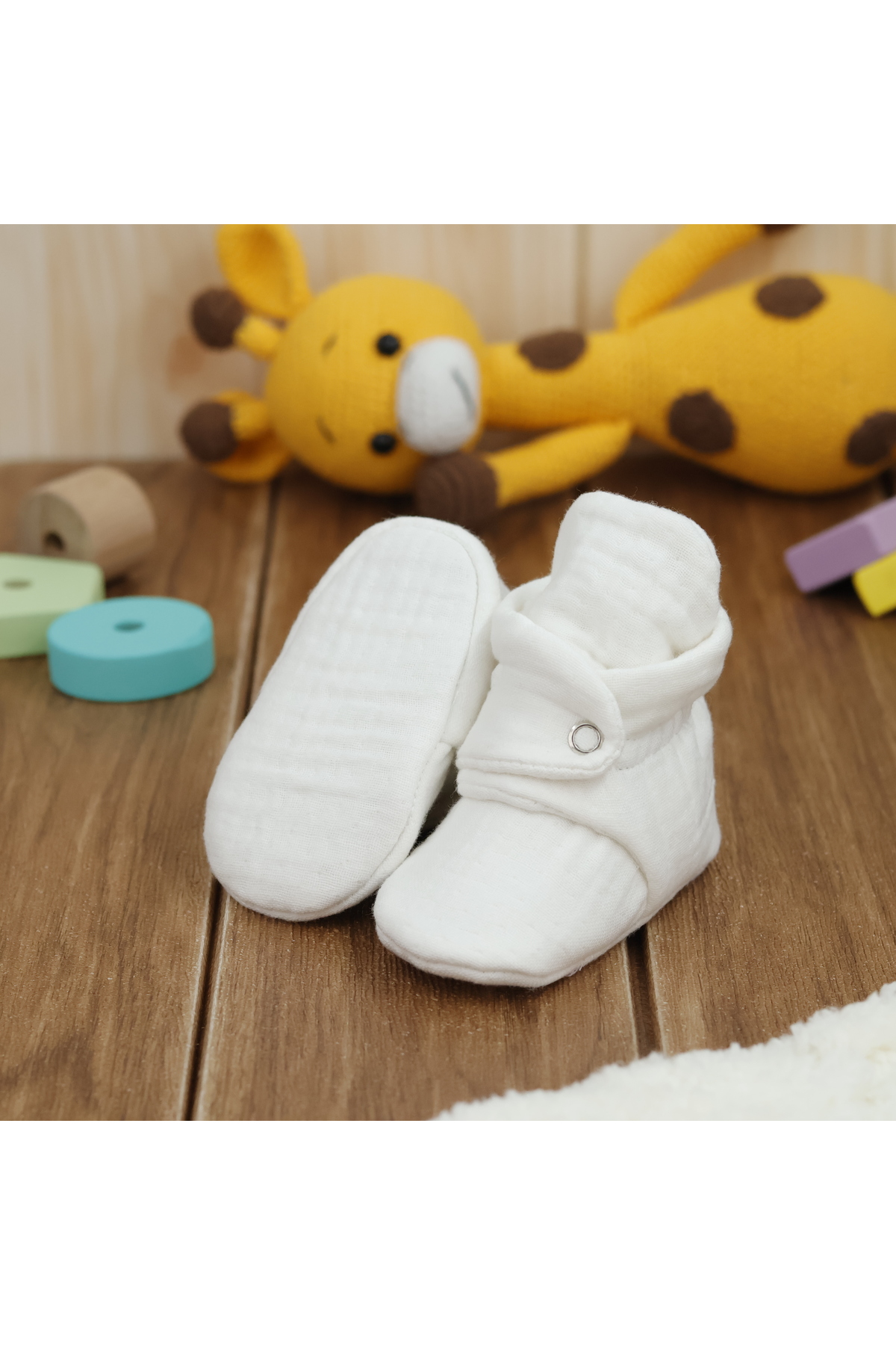 Ella Bonna Bebek Müslin Panduf, Organik Pamuklu Yumuşak Çocuk Ev Patiği fotoğrafı 4 (önizleme)