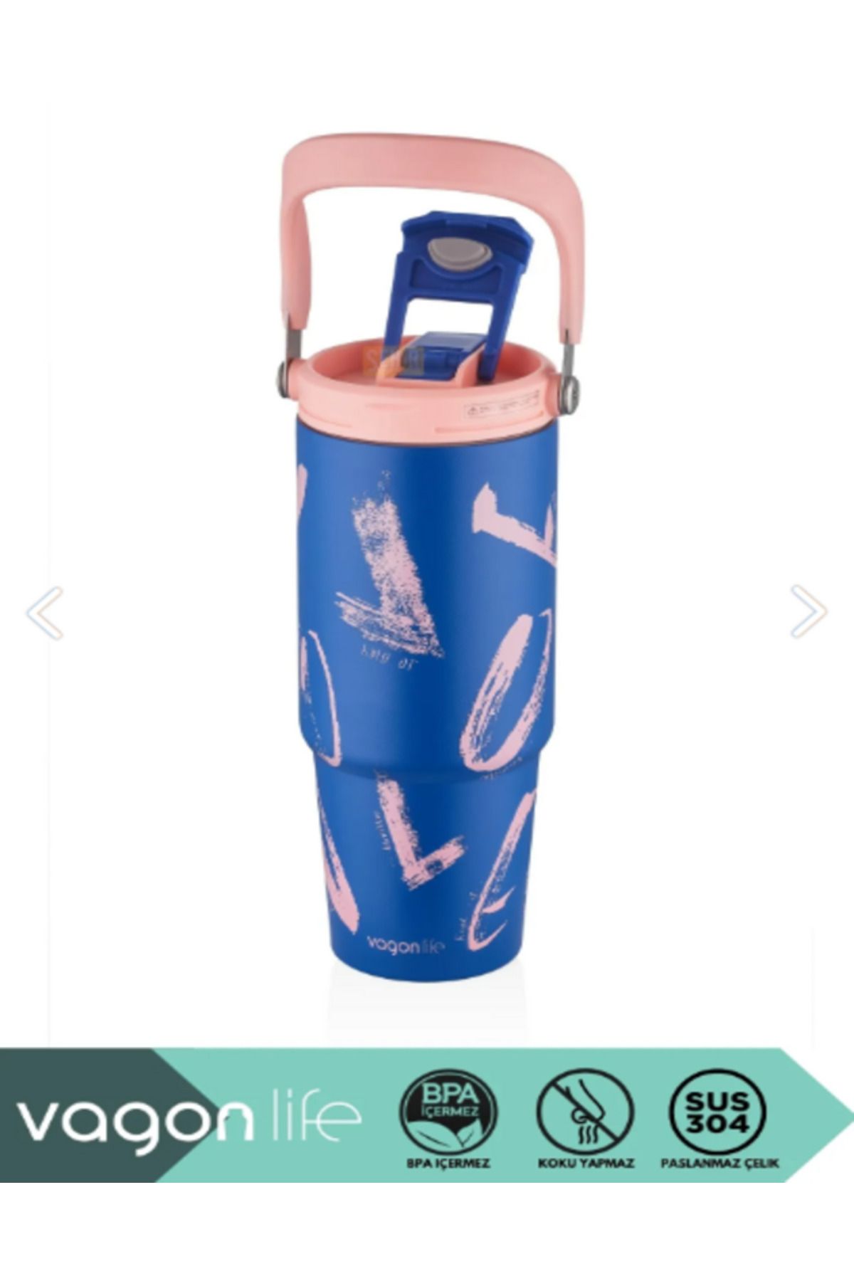 فلاسک صورتی 900 میل Pipetik Piper Free Double Cup Steel Thermos Vagonlife