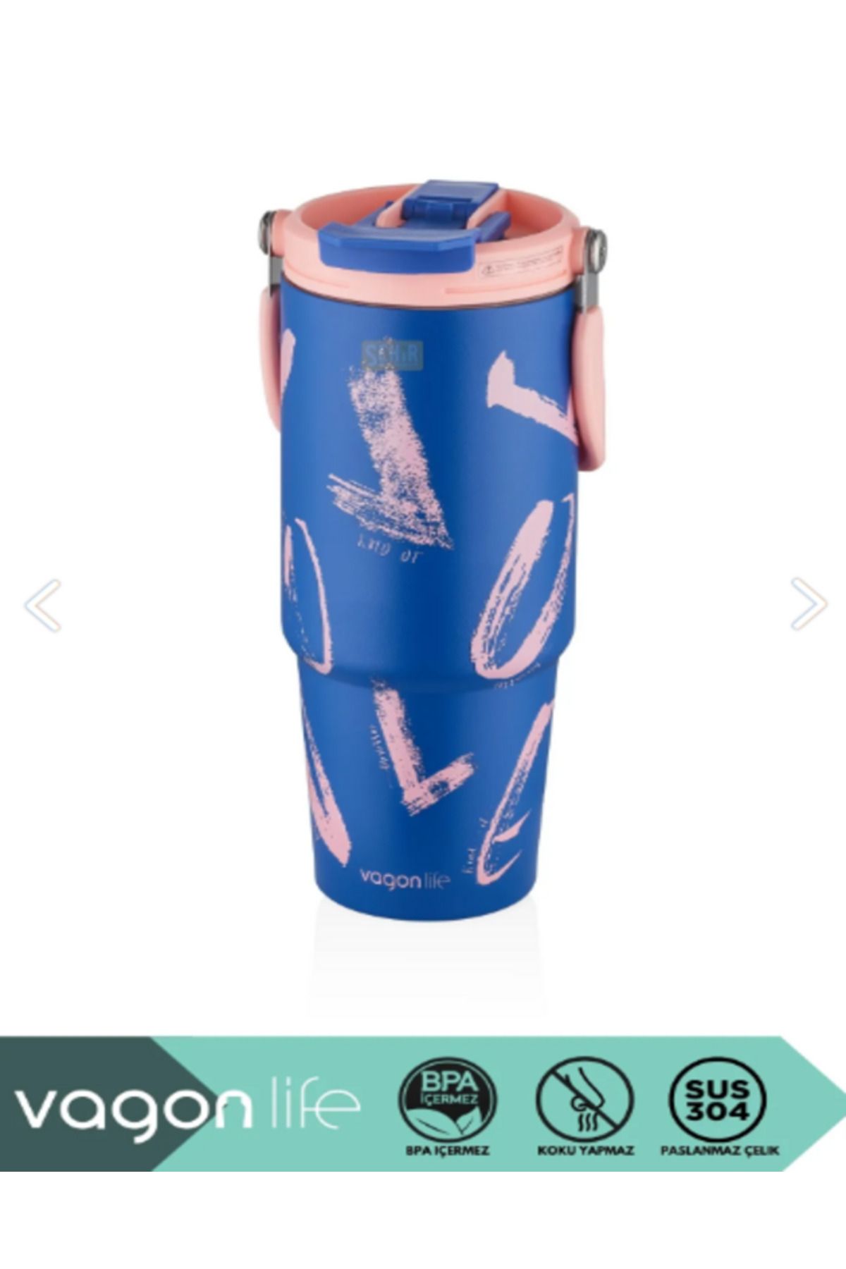 فلاسک صورتی 900 میل Pipetik Piper Free Double Cup Steel Thermos Vagonlife