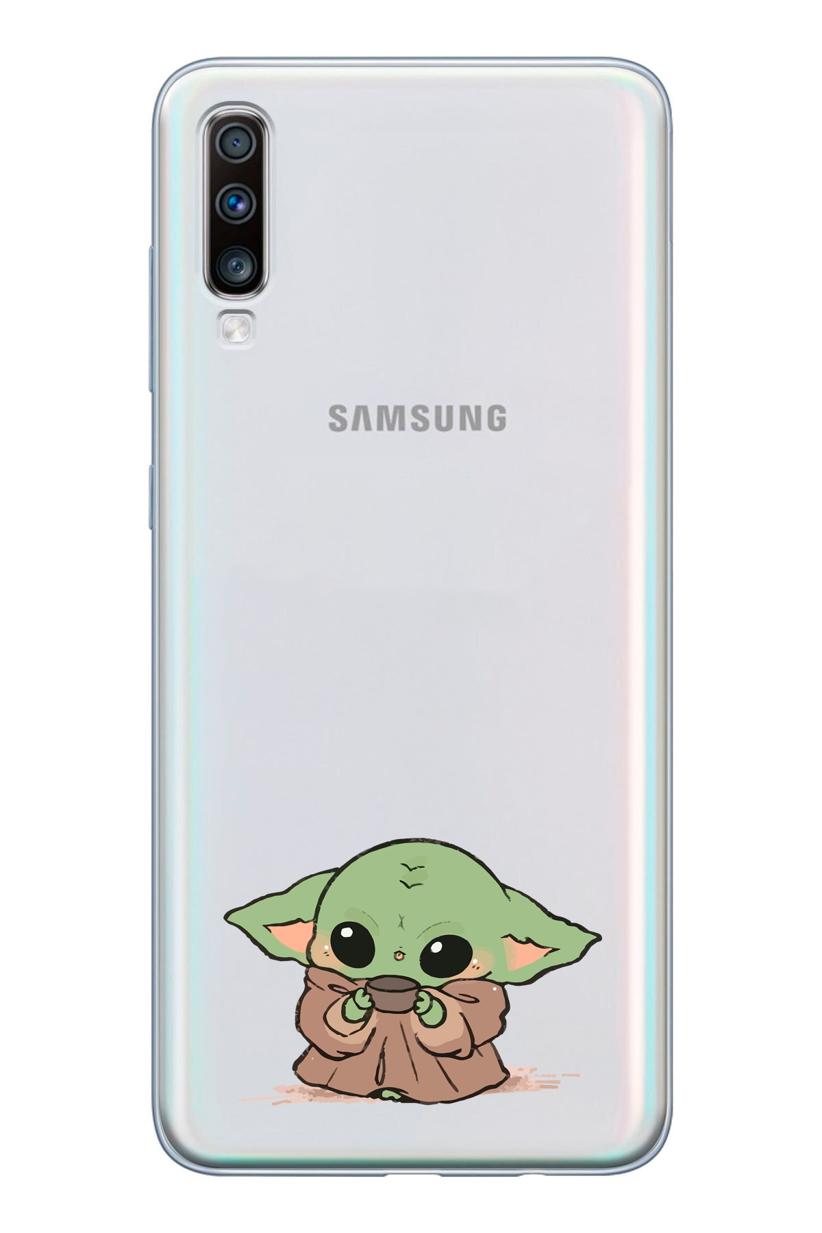 Printed Transparent Phone Case with Samsung Galaxy A20S Compatible Baby Yoda Design