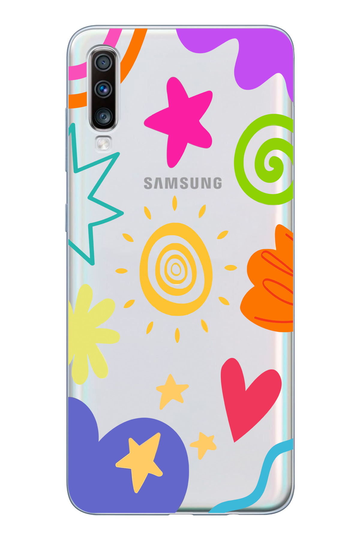 Printed Transparent Phone Case with Samsung Galaxy A20S Compatible Shapes Design