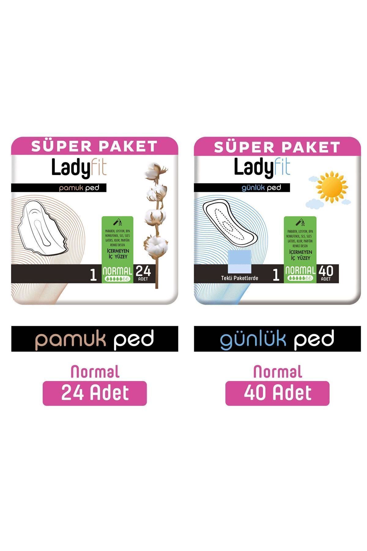 Lady Fit Ladyfit Pamuk Ped Süper Normal 24 Adet + Günlük Ped Süper Normal 40 Adet