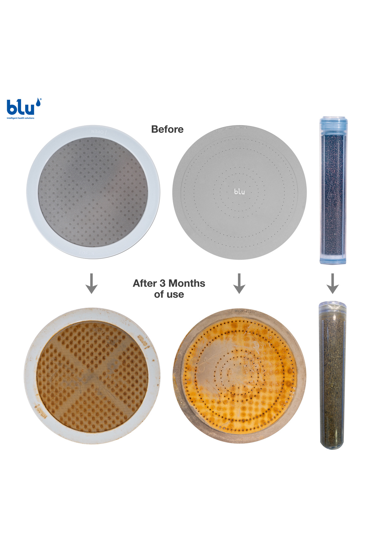 Blu Intelligent Health Solutions-blu Ionic Shower Filter - Handheld - Removes Chlorine & Harmful Pollutants - Chrome 6