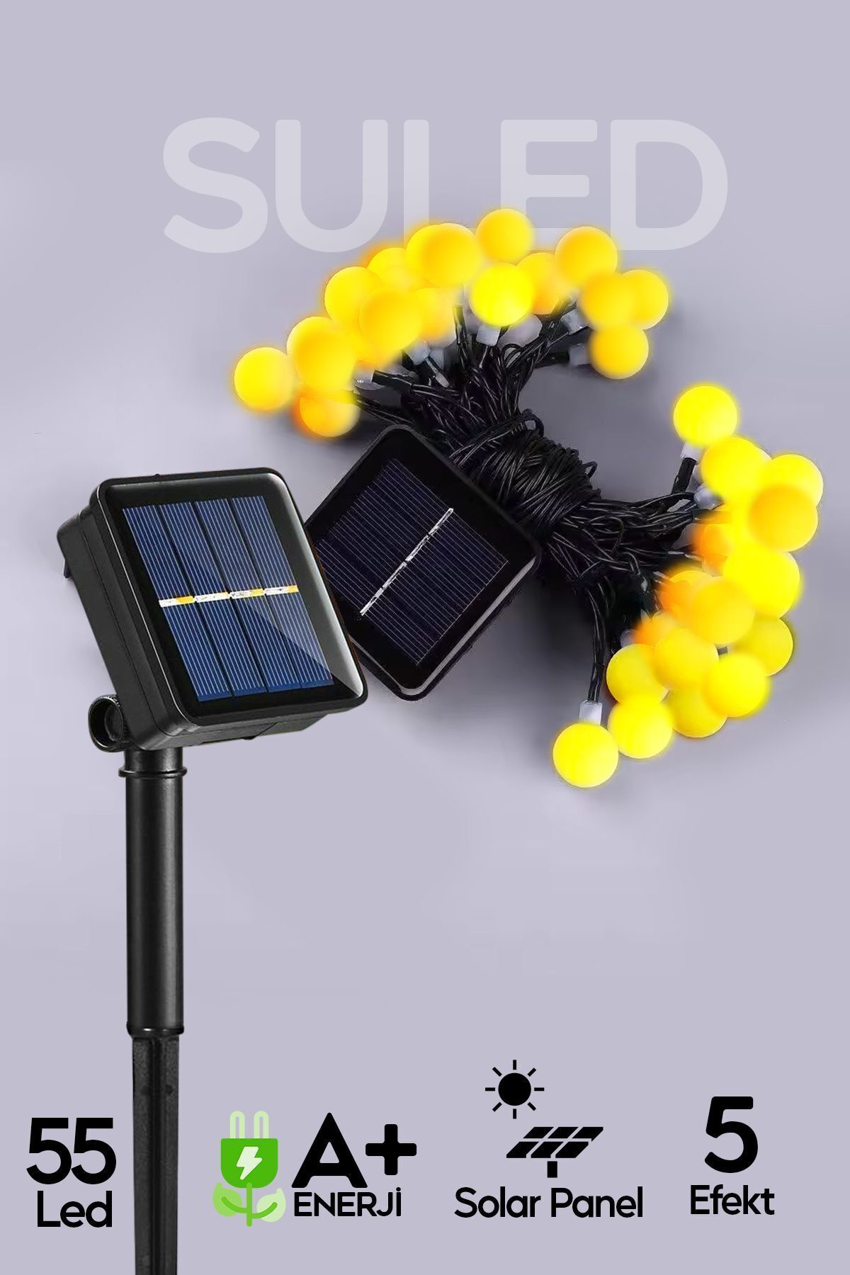 SULED Solar Top Led Bahçe Balkon Teras Ağaç Aydınlatması 7 Metre 55 Gün Işığı Su Geçirmez