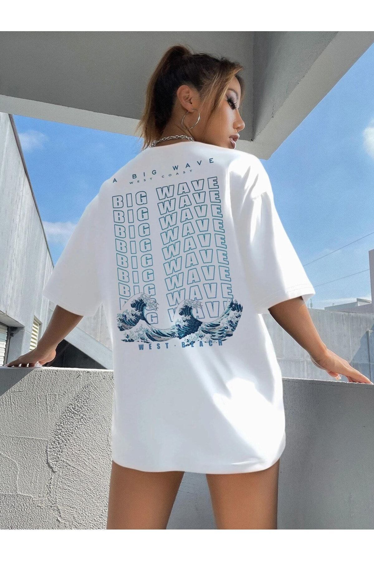 VASK-Tricou oversize cu imprimeu WAVE unisex 1