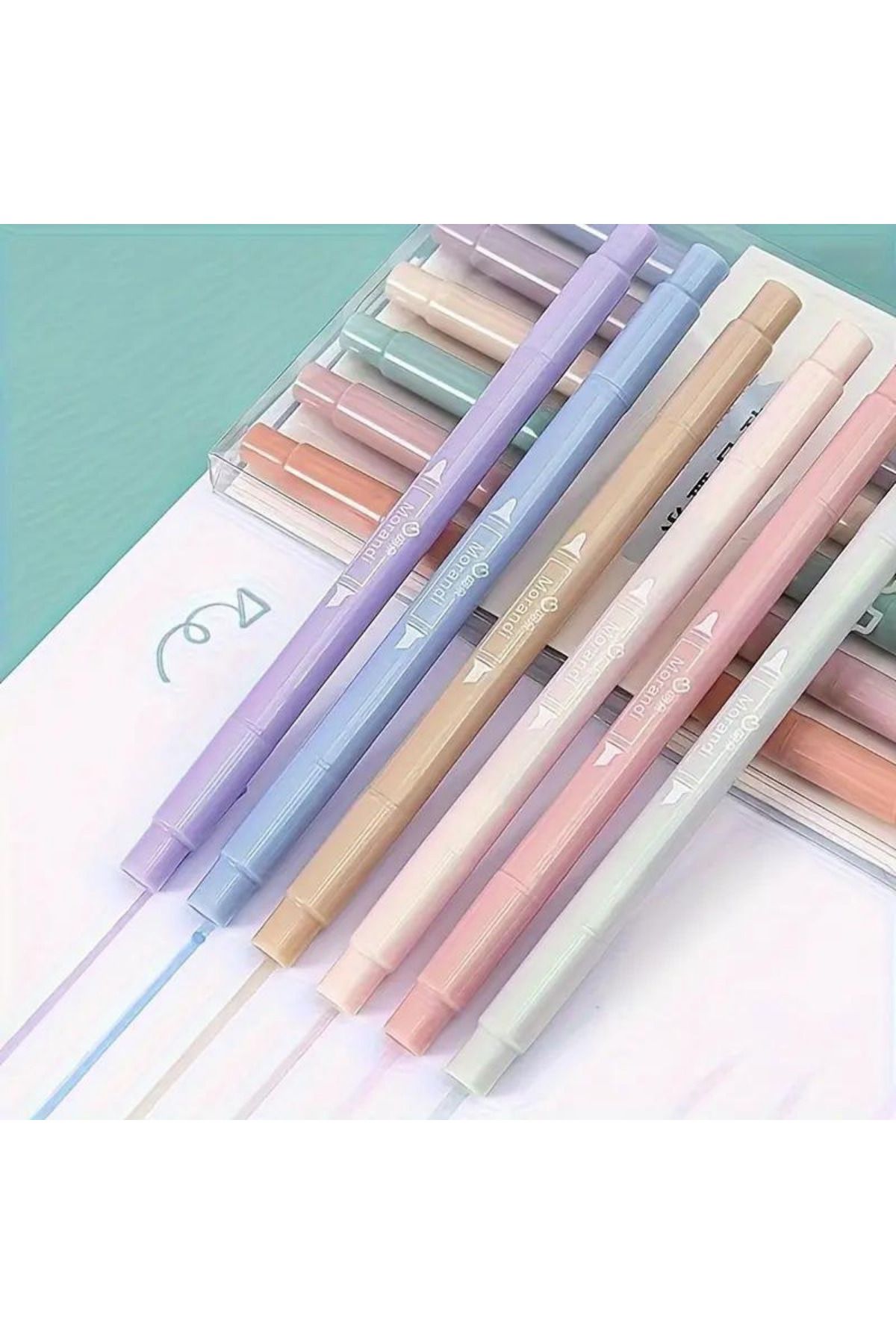 Ultra Soft 6'lı Çift Taraflı Pastel Fosforlu Kalem Seti – Silindir Tasarım