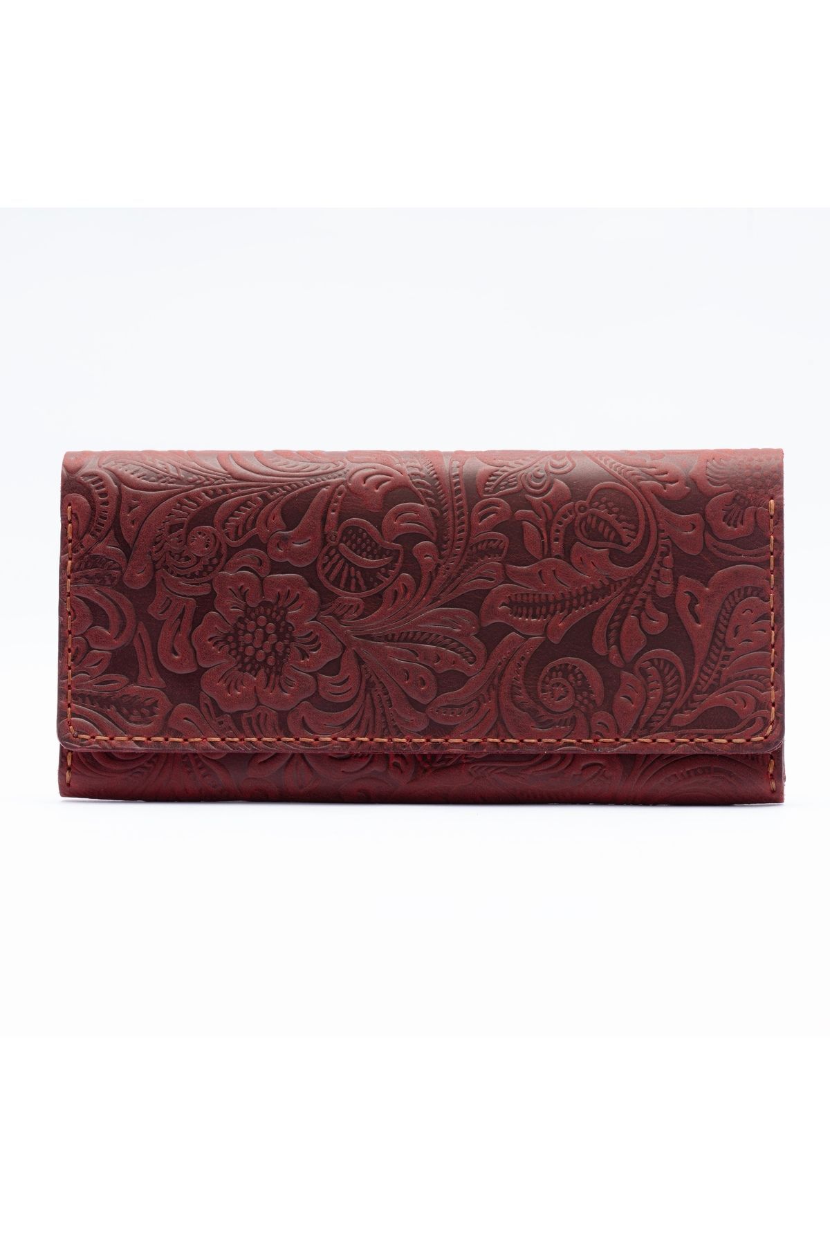 Handmade Genuine Leather Women Wallet, 8 Cards, 2 Banknotes, Mobile Phone & Coin Pocket, Hand Stitching