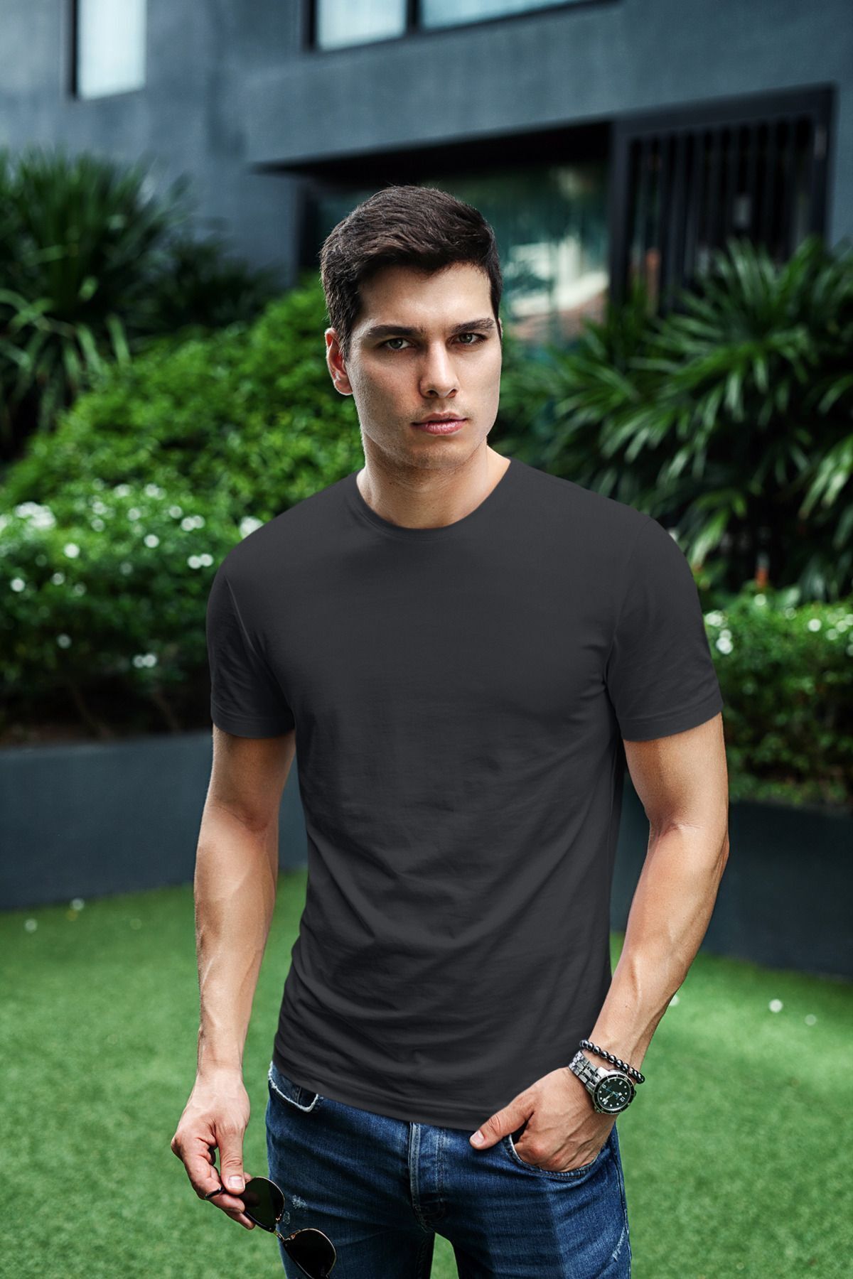 t shirt à col roulé mâle regular blanche basic t shirt