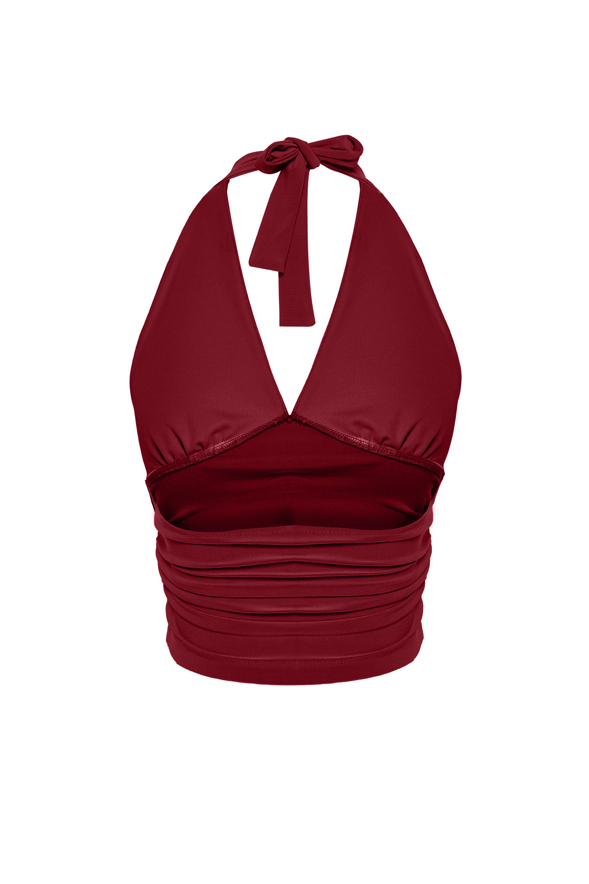 Trendyolmilla  Bordo Boyundan Bağlamalı Vücuda Oturan Esnek Örme Bluz TWOSS24BZ00061 - Görsel 7