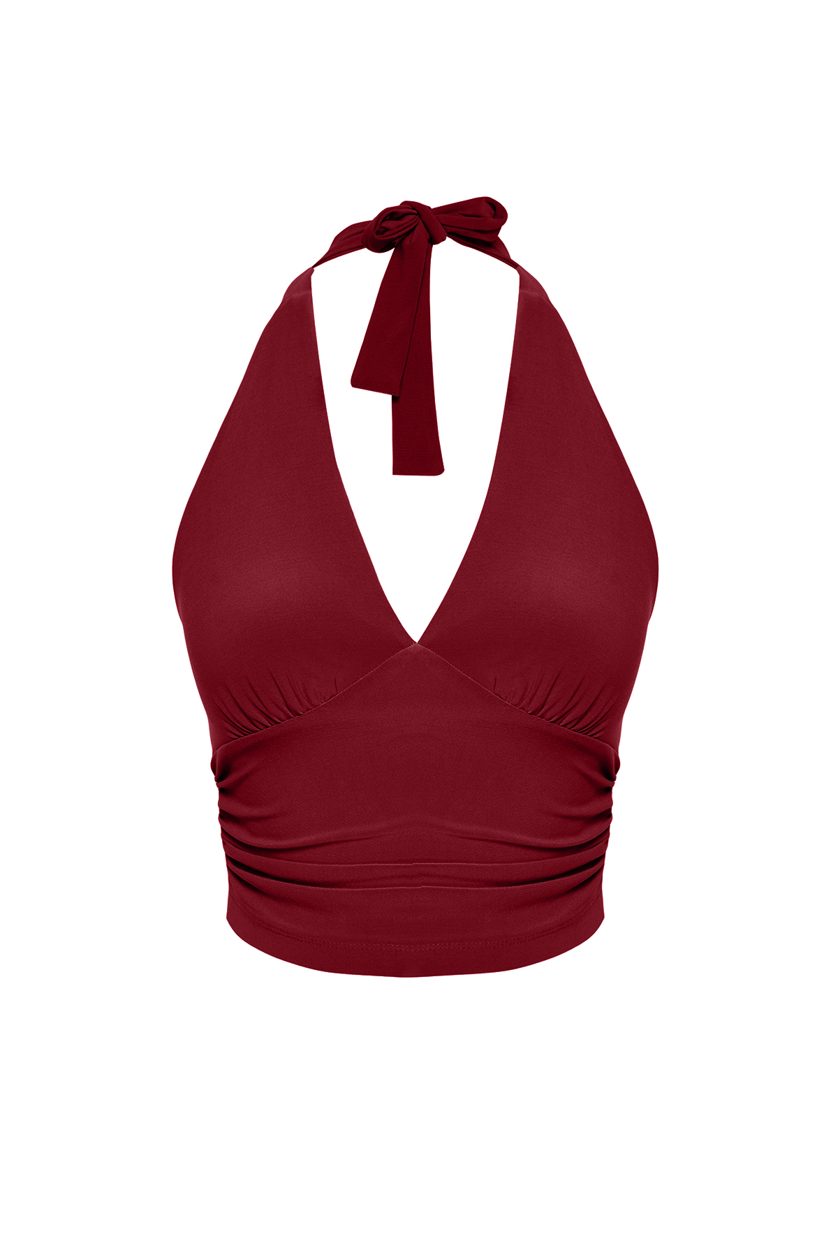 Trendyolmilla  Bordo Boyundan Bağlamalı Vücuda Oturan Esnek Örme Bluz TWOSS24BZ00061 - Görsel 6