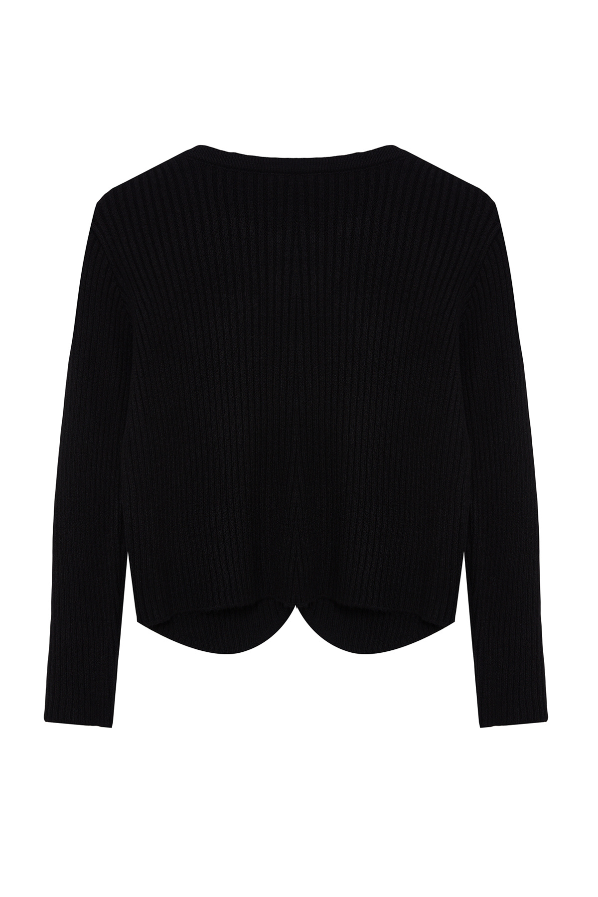 Trendyolmilla  Siyah Bisiklet Yaka Ceket Görünümlü Yumuşak Dokulu Triko Hırka TWOAW25HI00172 - Görsel 7