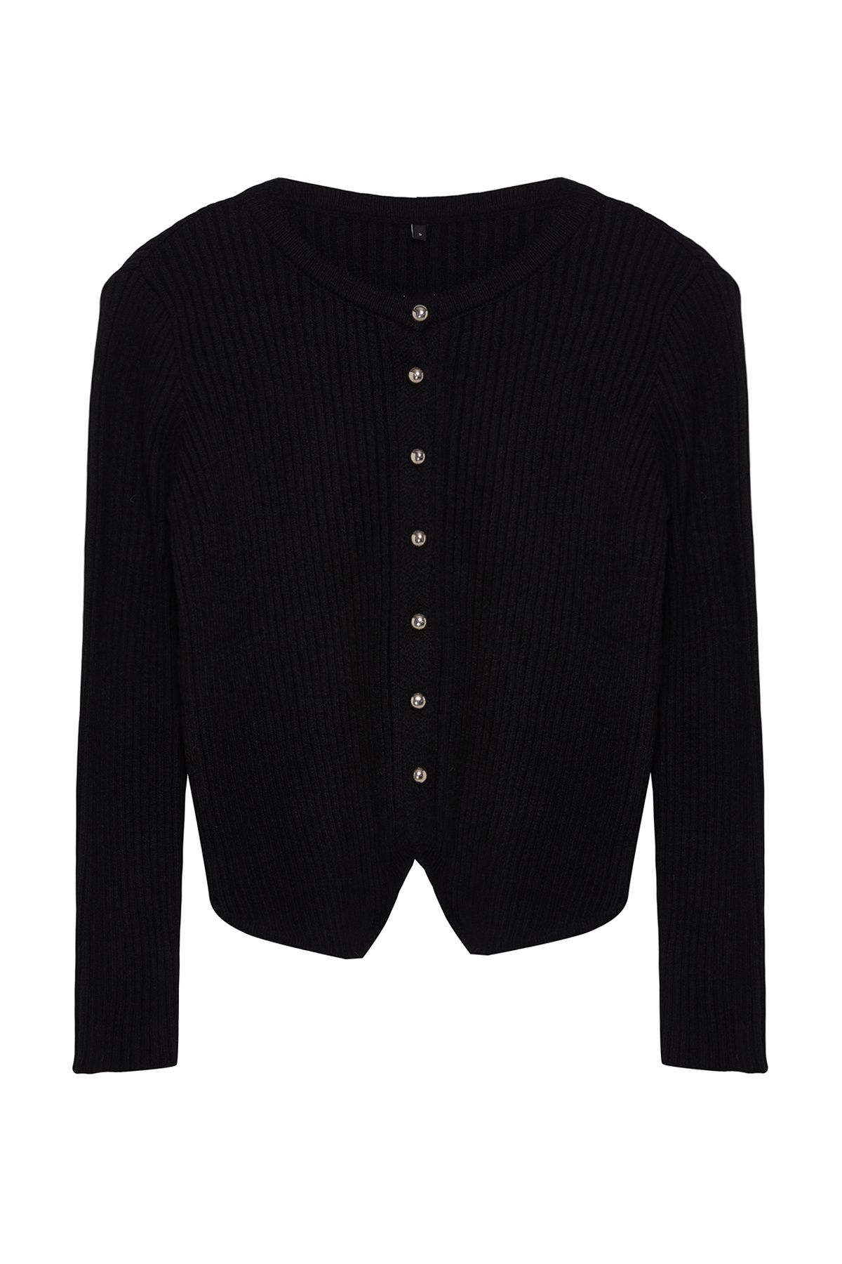 Trendyolmilla  Siyah Bisiklet Yaka Ceket Görünümlü Yumuşak Dokulu Triko Hırka TWOAW25HI00172 - Görsel 6