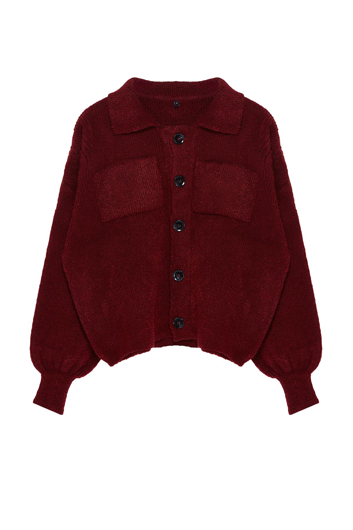 Trendyol Collection-Weinroter Strick-Cardigan – weiche Textur, Mantel-Look TWOAW25HI00162 6