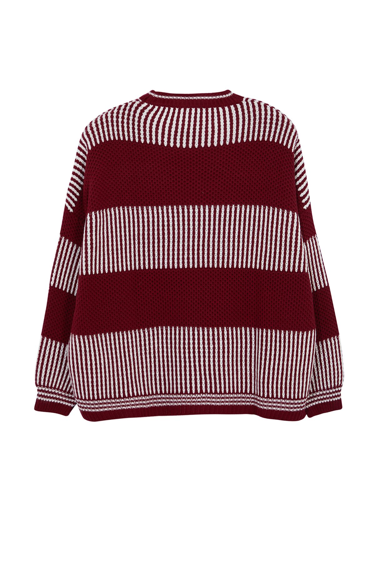 Trendyol Curve-Sweter w paski w kolorze czerwono-ecru z okrągłym dekoltem - TBBAW23AN00192 7