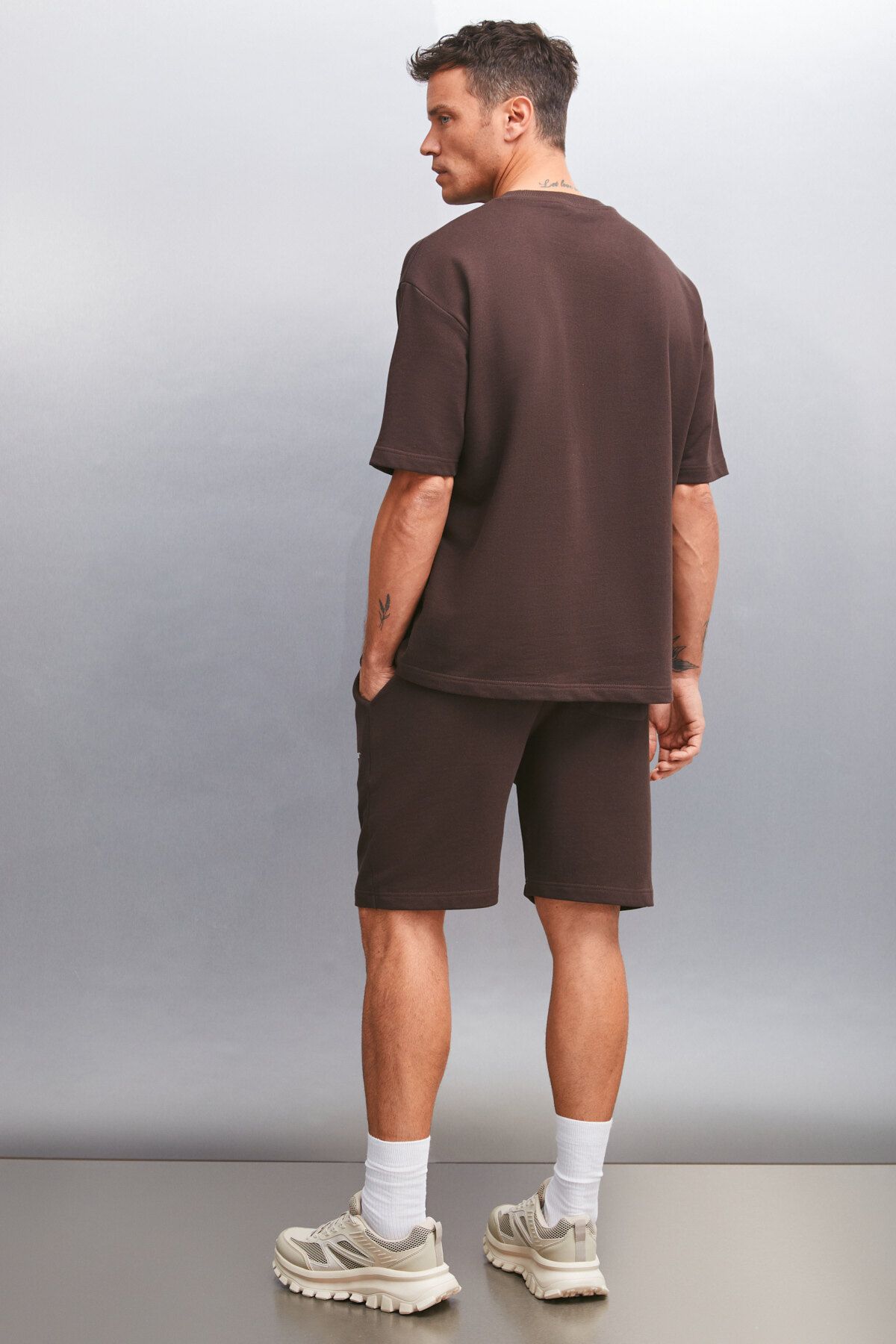 GRIMELANGE-Columbia Herren-Set, 2 Stück – Sommer-Stickerei, bequeme Passform, braunes Trainingsanzug-Set 5