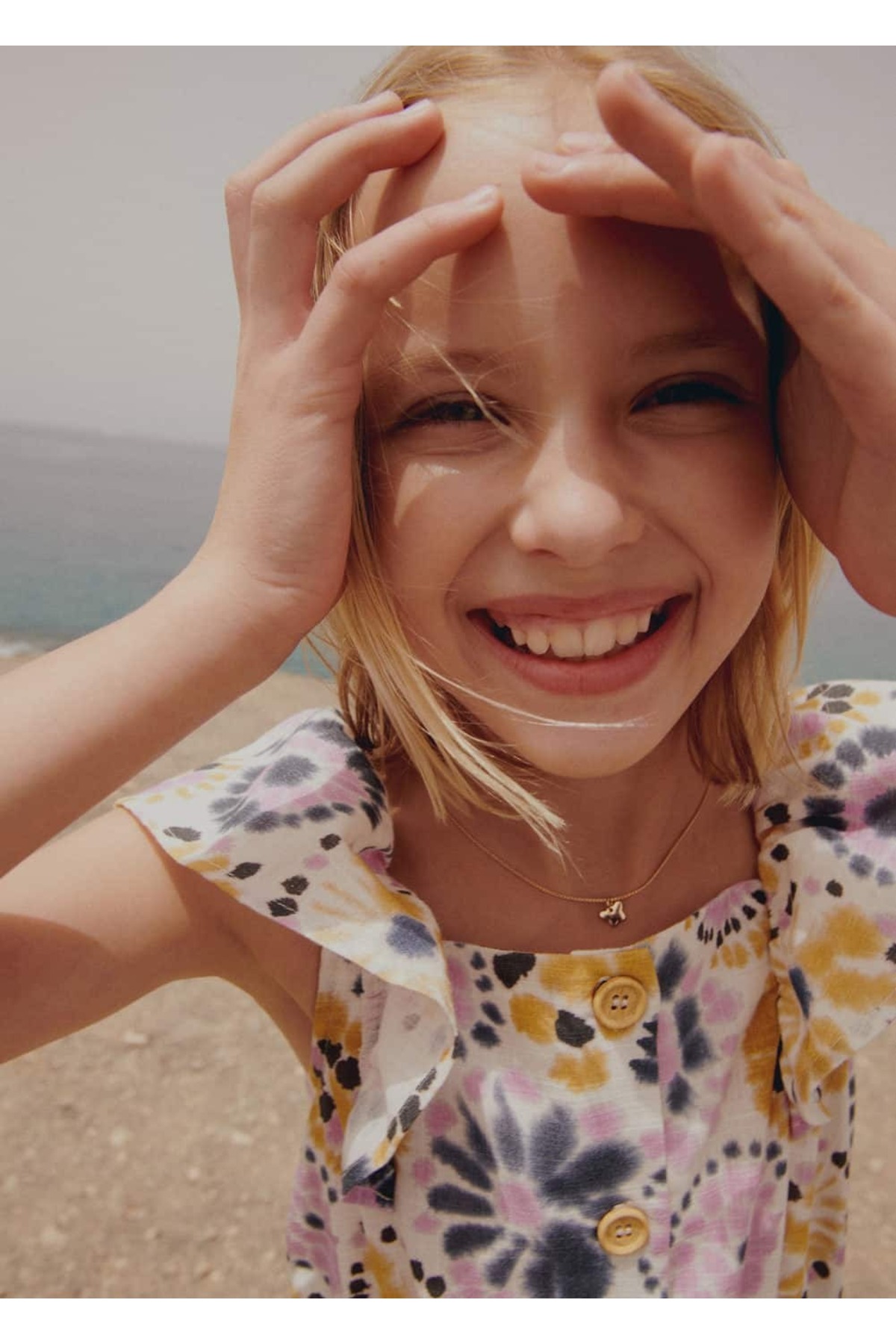 لباس مجلسی دخترانه زرد منگوMANGO Kids | 67077923 اورجینال - تصویر 4