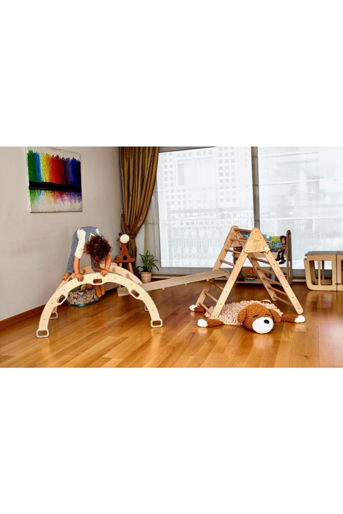 KIDOPPO Pikler Tırmanma Seti Montessori Set (Üçgen-Kemer-Merdiven Rampa) Aktivite Merkezi fotoğrafı 5 (önizleme)