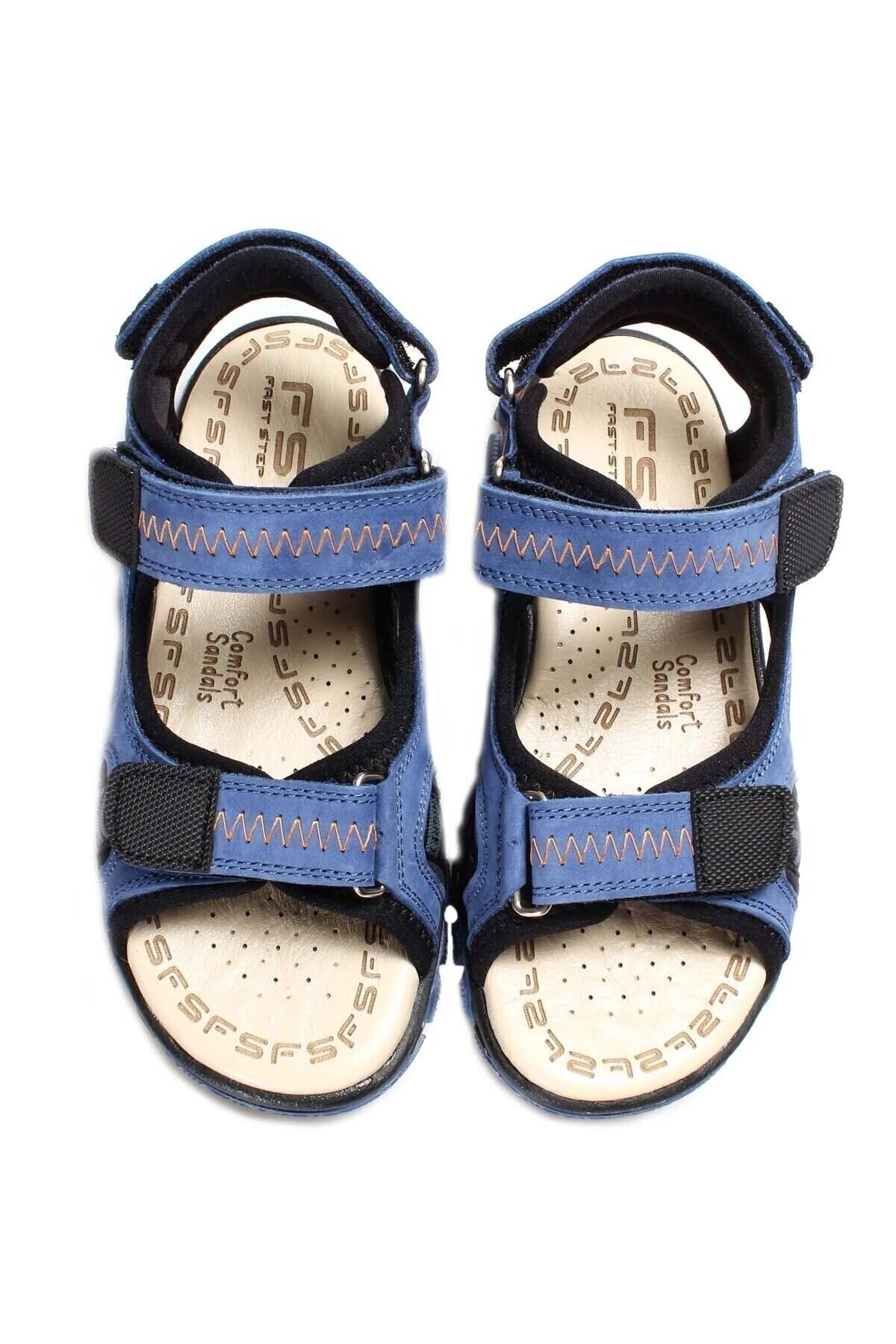 صندل آبی دخترانه و پسرانه بچگانه چرم اصلی 201 Daily Sandals 574XCA1005 Fast Step