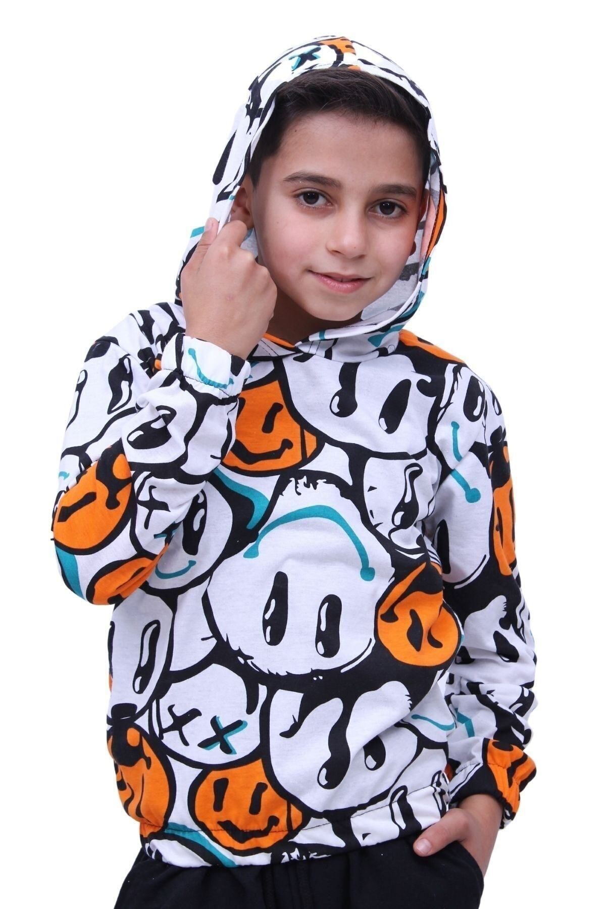 سویشرت پسرانه نارنجی YA KO KİDS | YK00082 اورجینال - تصویر 4