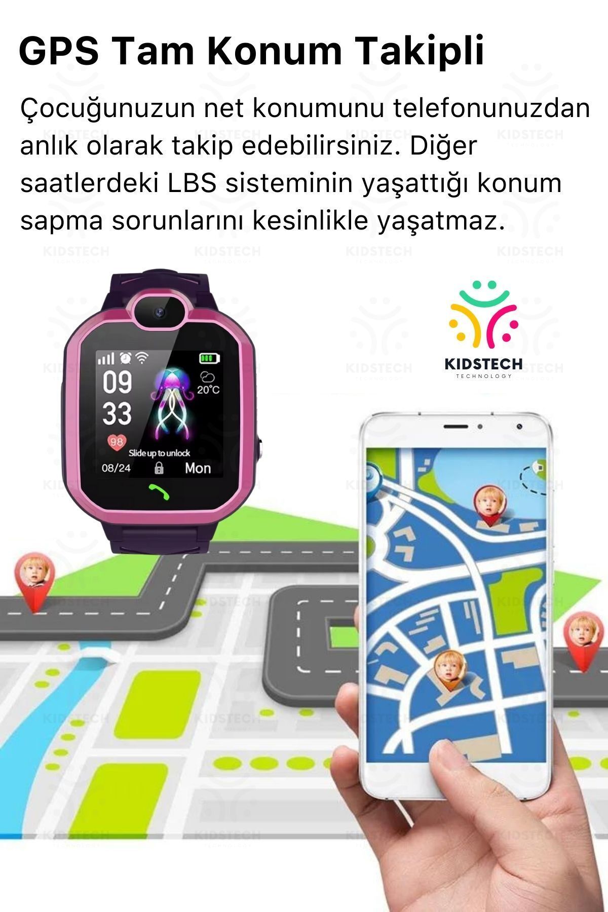 Çocuklar İçin GPS Konum BTK Kayıtlı Sim Kartlı Çocuk Takip Ortam Dinleme Kameralı Q20 Akıllı Saat