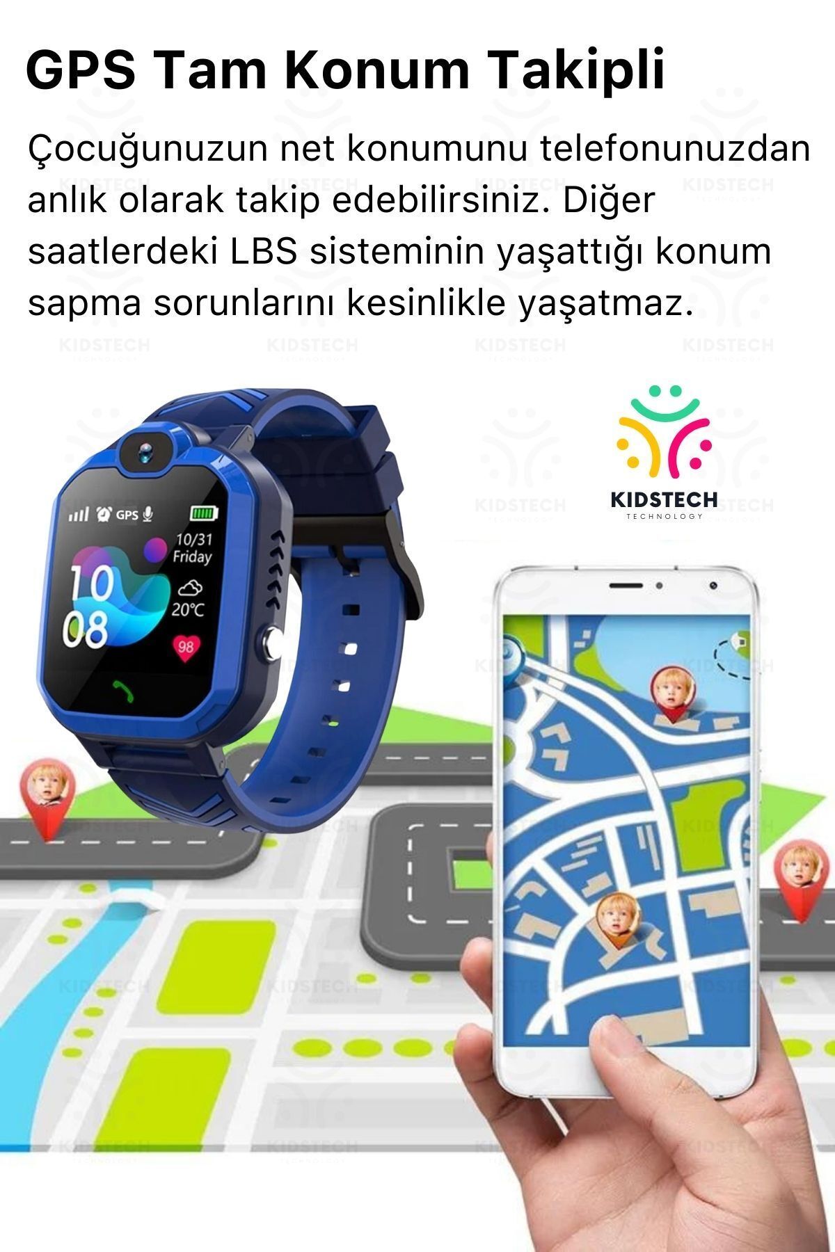 Çocuklar İçin GPS Konum BTK Kayıtlı Sim Kartlı Çocuk Takip Ortam Dinleme Kameralı Q20 Akıllı Saat