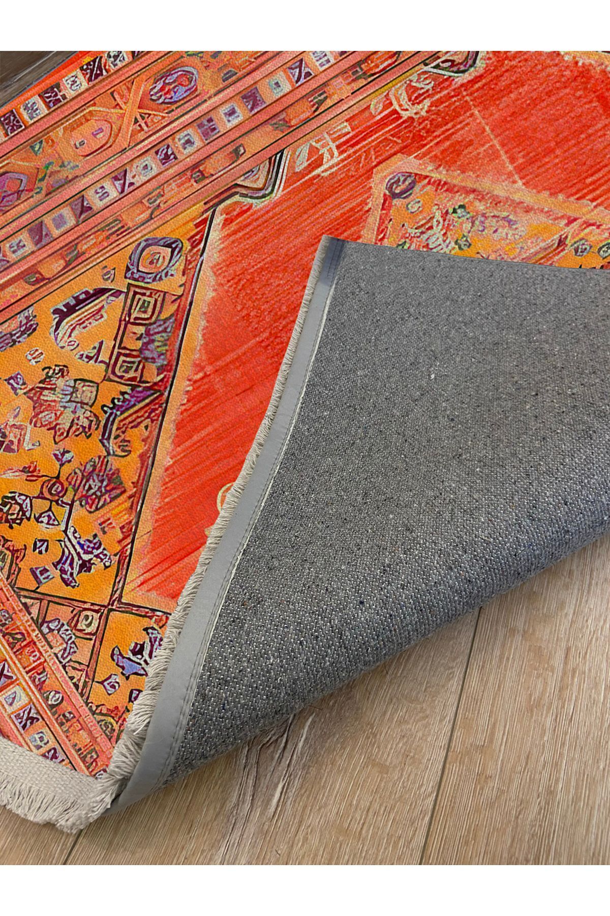 mars halı turuncu Tonlarında dekoratif Kilim Salon Halısı Saçaklı Yıkanabilen Halı