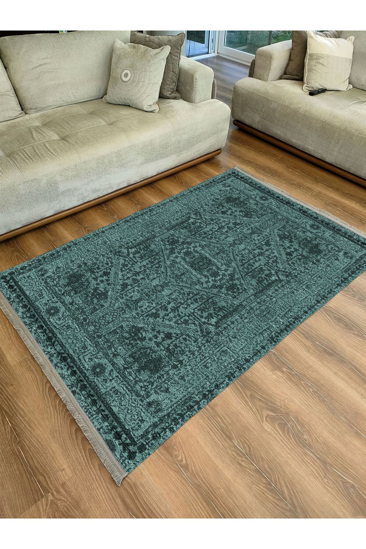 mars halı yeşil Tonunda dekoratif kilim Salon Halısı Peluş Halı Saçaklı Yıkanabilen Halı
