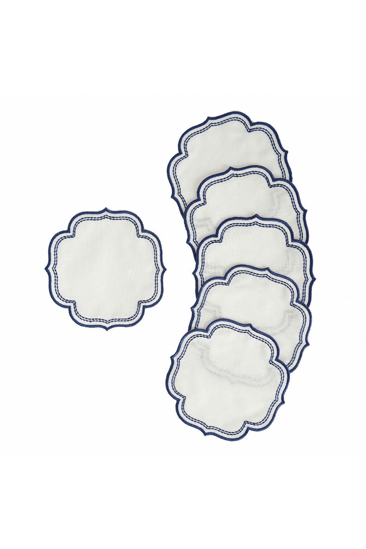 6-Piece Flam Cocktail Napkin Navy Blue