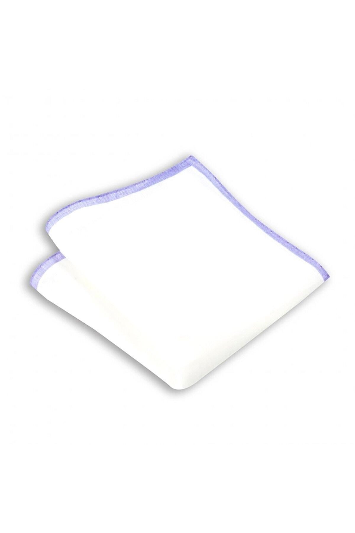  پوشت جیبی کتان راه راه با حاشیه آبی تیره، ۳۳x۳۳ سانتی‌متر