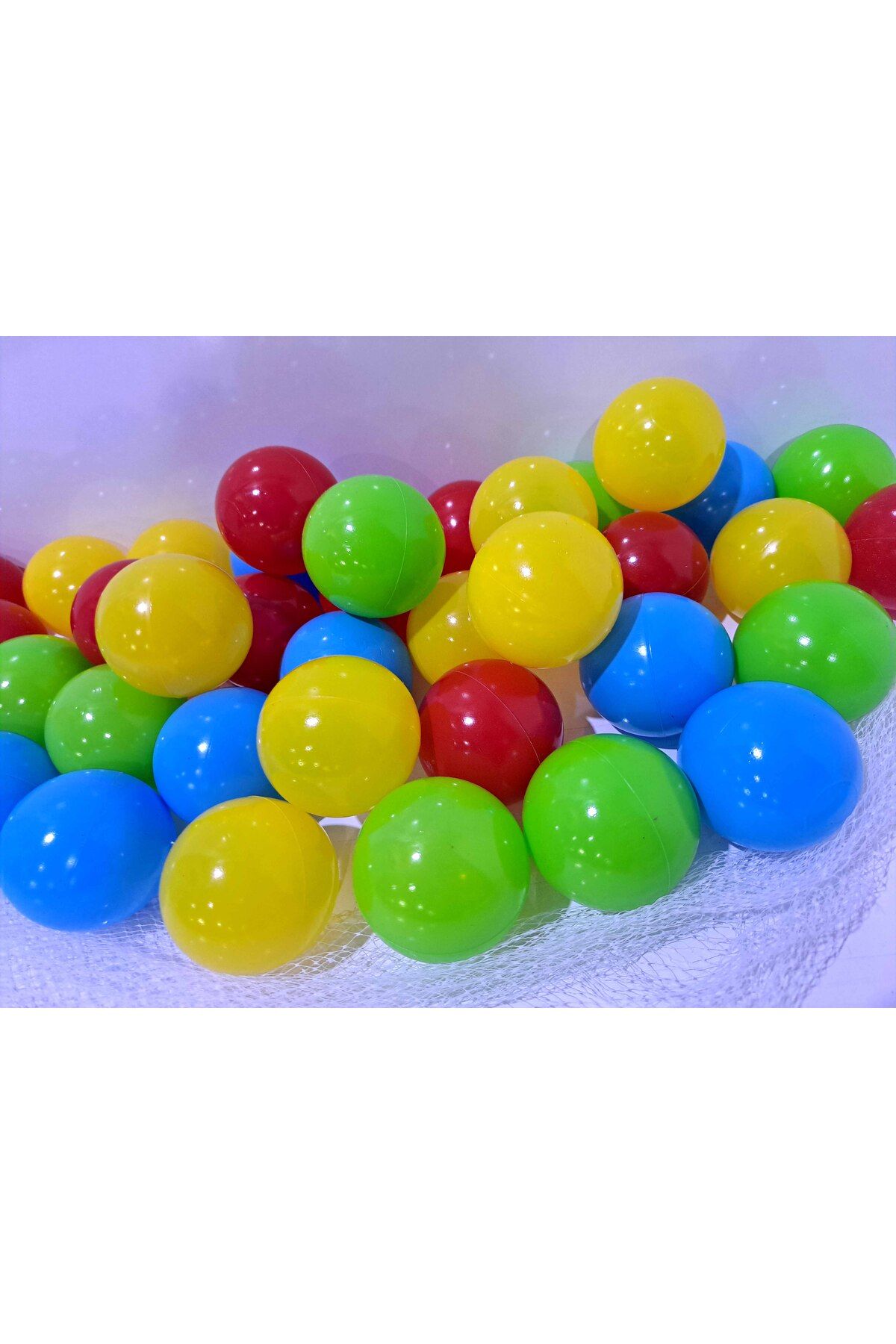 ALYTOYS Oyuncak Oyun  Havuz Topu 7 cm Çap 4 Renk Sarı Mavi Kırmızı Yeşil Canlı Renkler Filede Yumuşak