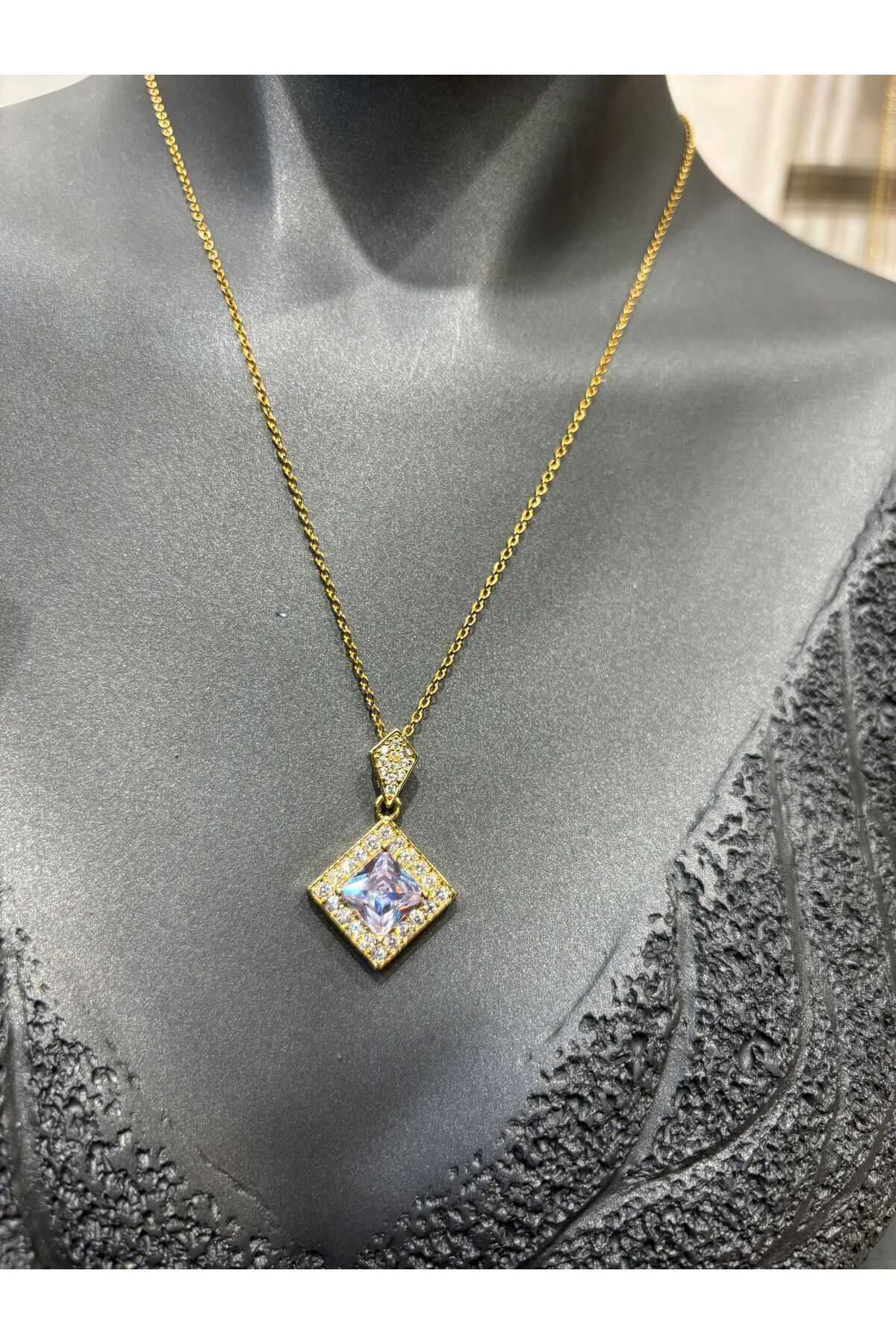 Celik Zircon Stone Gold Necklace Trendyol