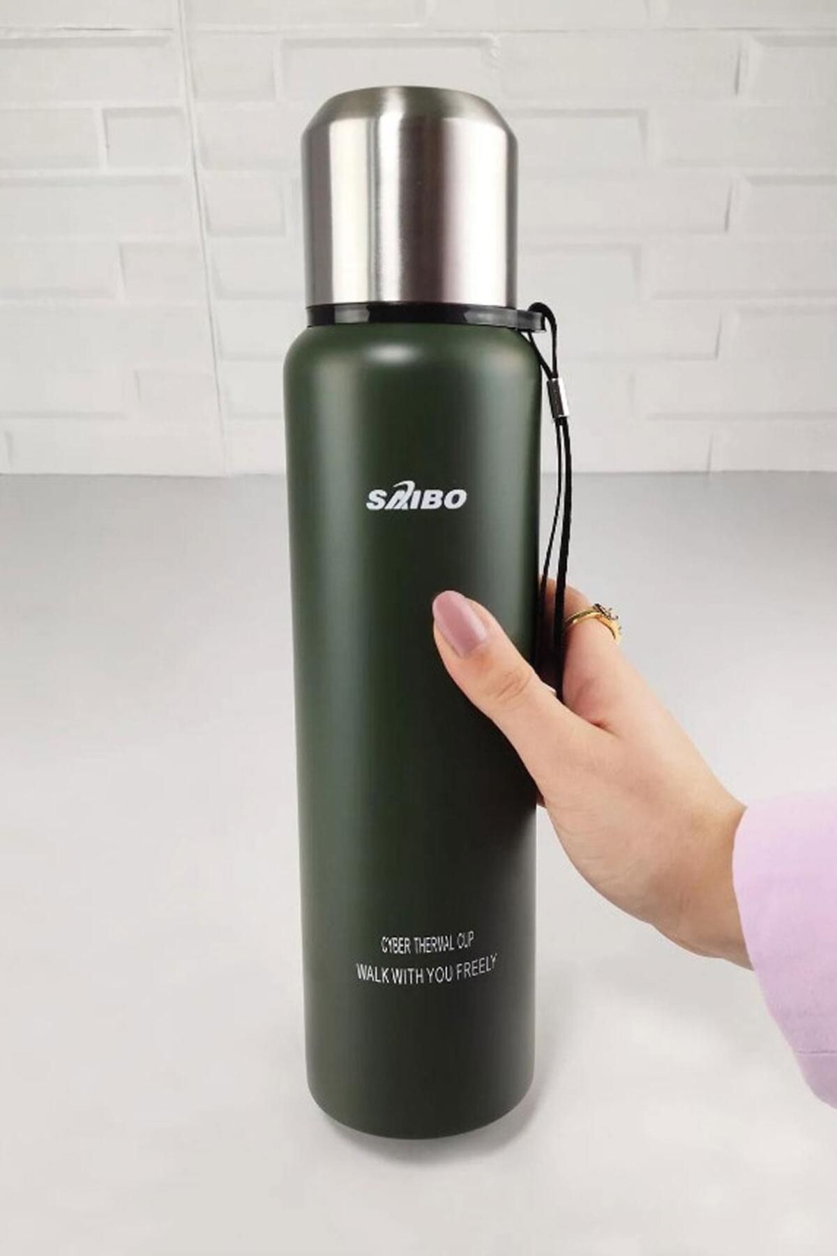 قمقمه ورزشی سبز Saibo YK 1150 1 لیتری اردوگاه فولادی ترموس Cooker