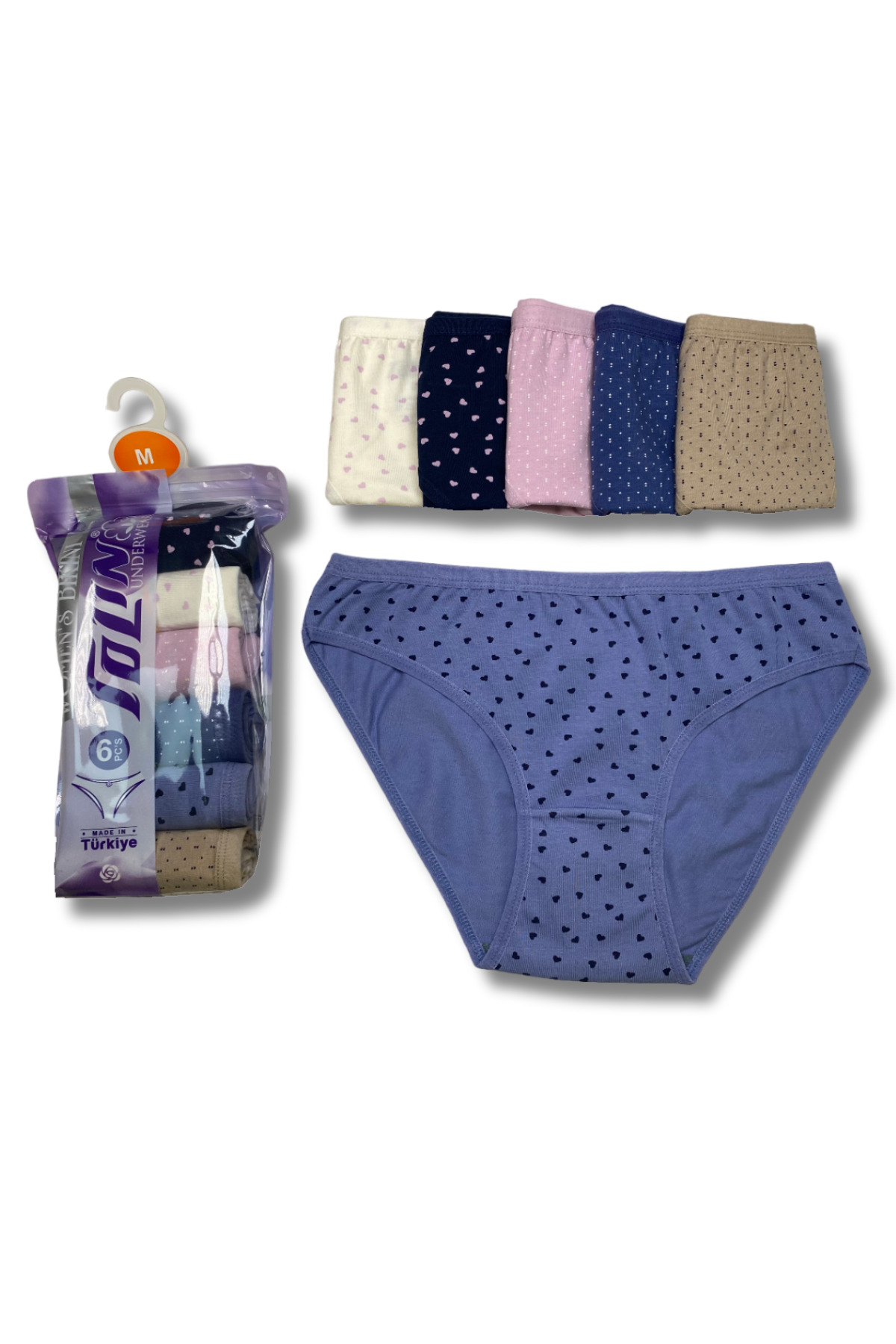 Women's 6-Piece Cotton Lycra Printed Towel Net Panty Set 2246176