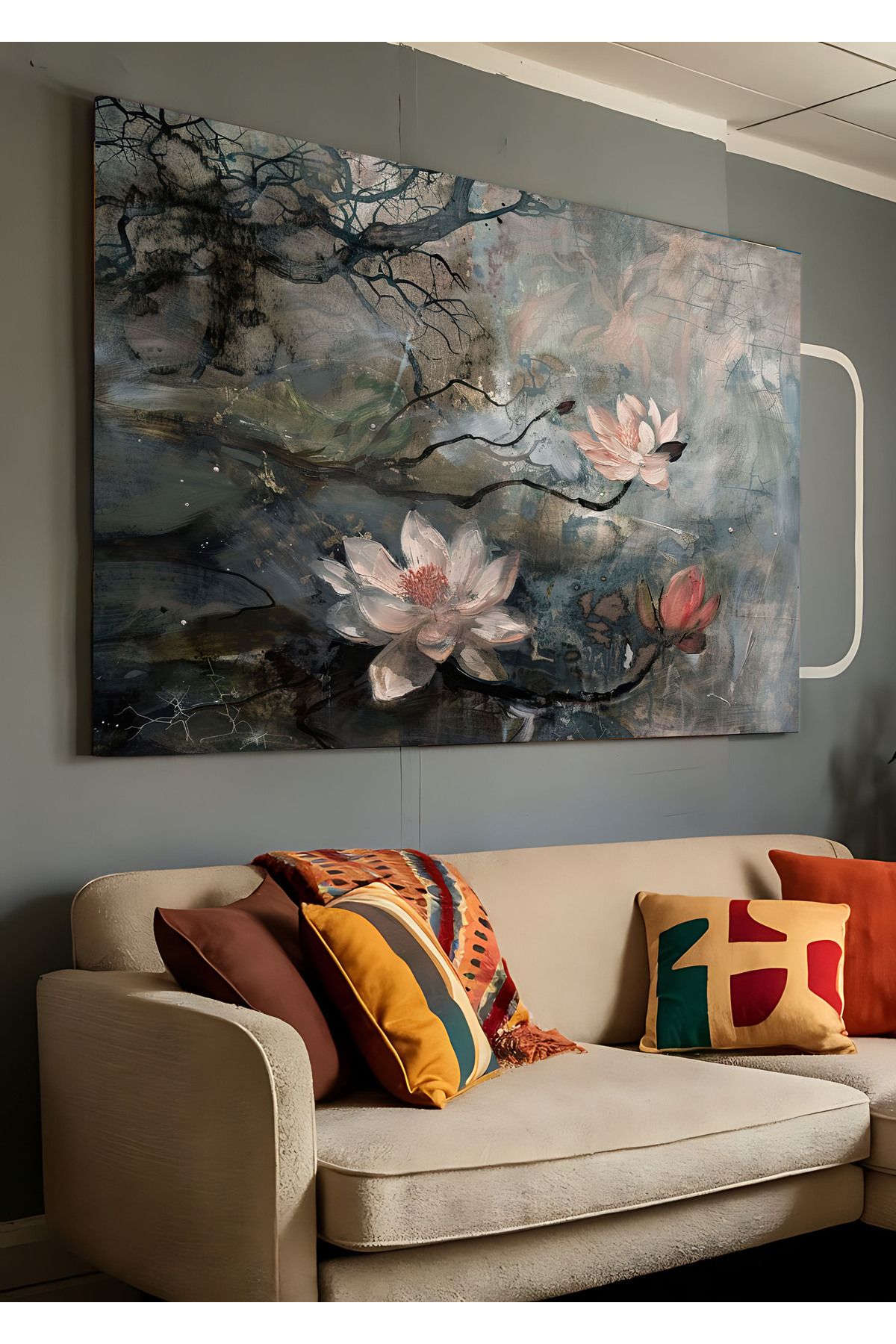 AR AJANS KANVAS TABLO Pictură Decorativă Pe Pânză Cu Flori De Apă Liniștită - 20 x 30