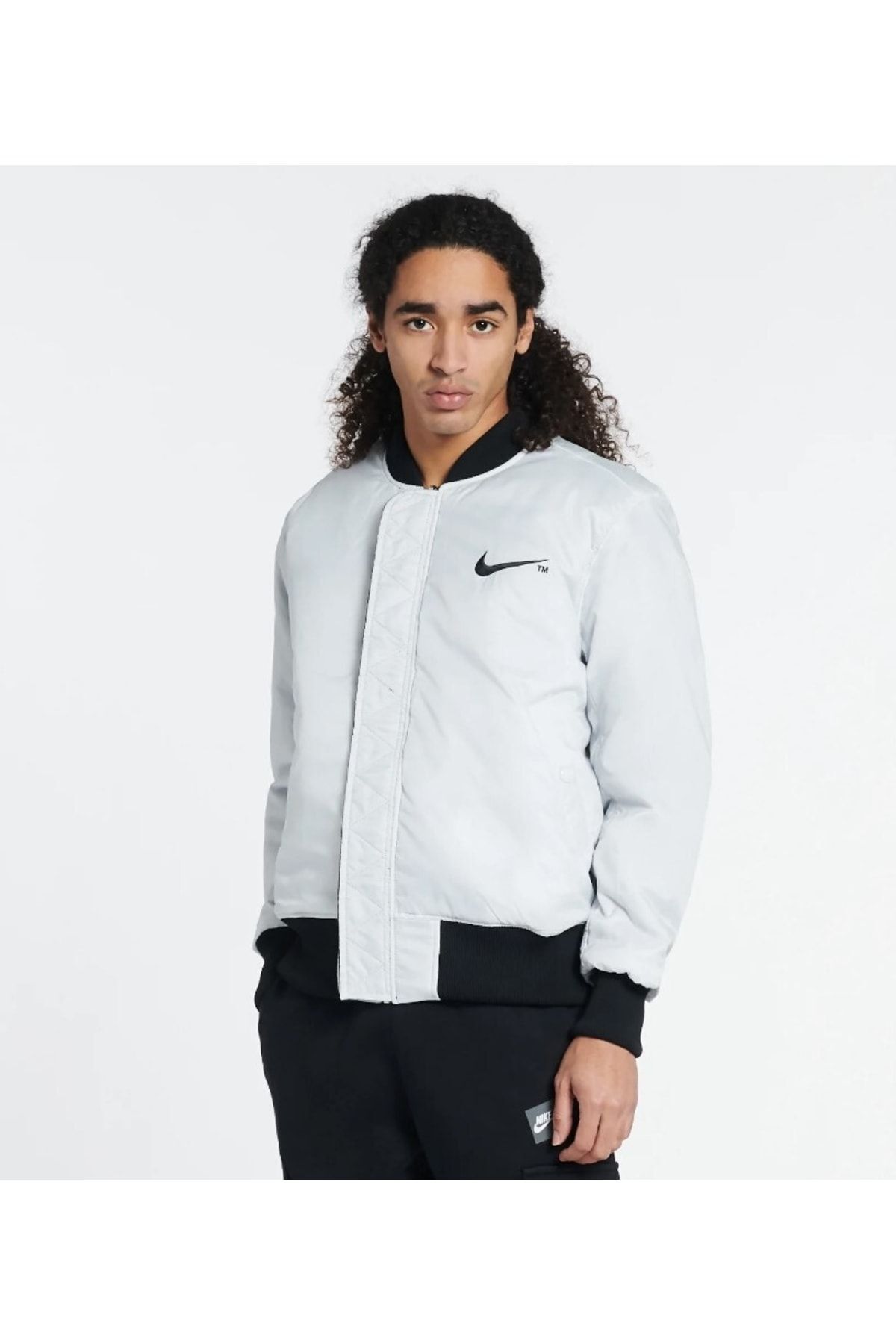 Nike Sportswear Swoosh Therma fit Synthetic fill Reversible Bomber Full zip Men s Coat Dd6055 010 Trendyol