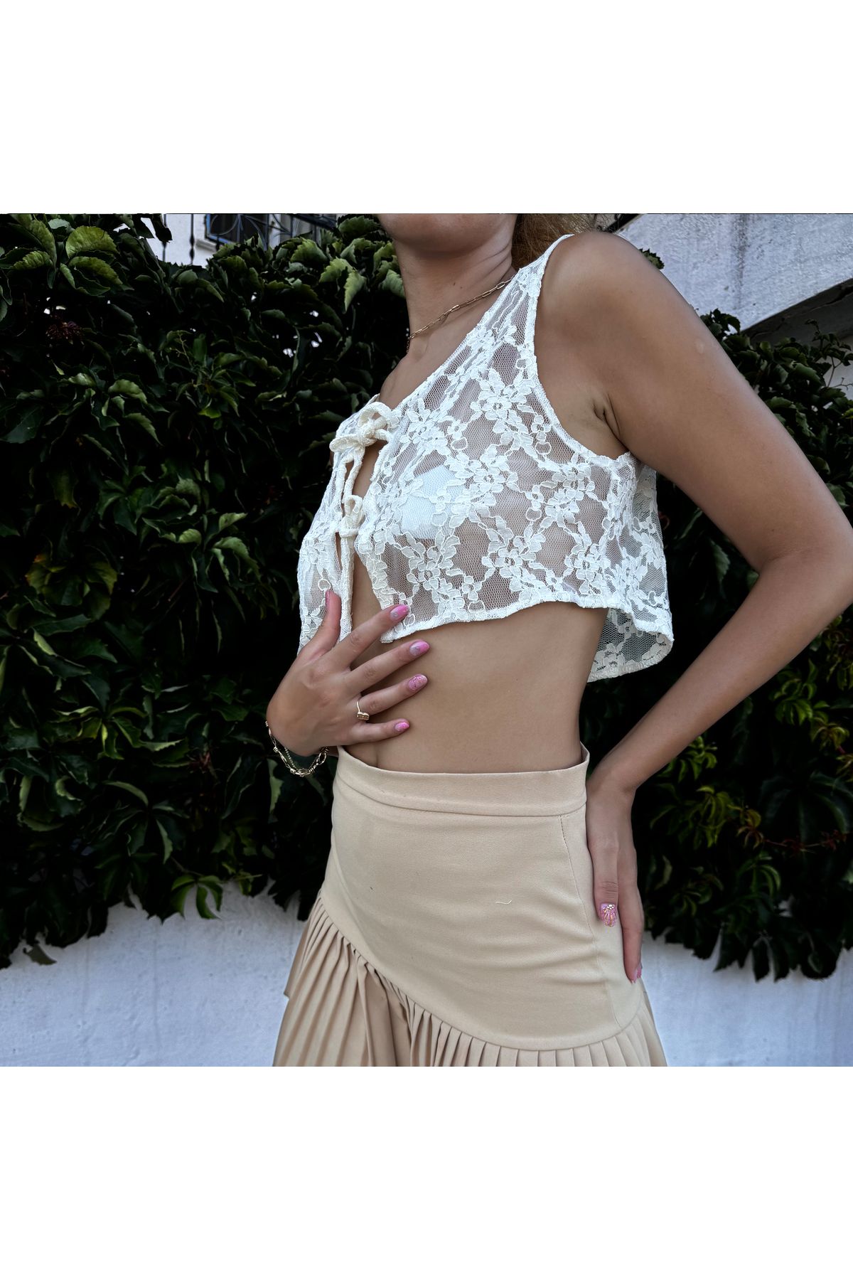 handmadebyDK-Lace Crop Vest - Front Tie, String Design 5