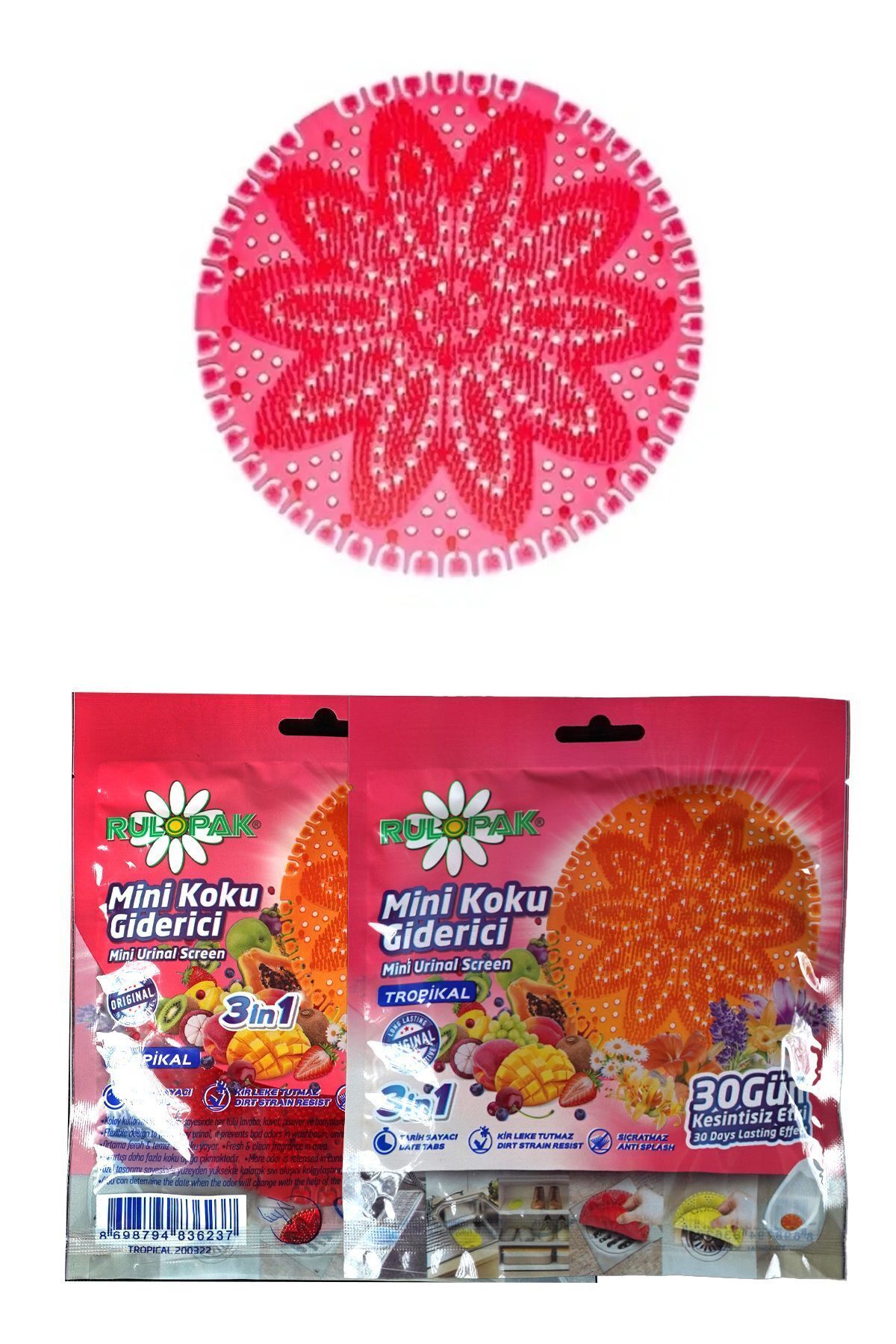 Rulopak Mini Lavabo Pisuvar Süzgeci Koku Giderici (TROPİCAL) X1