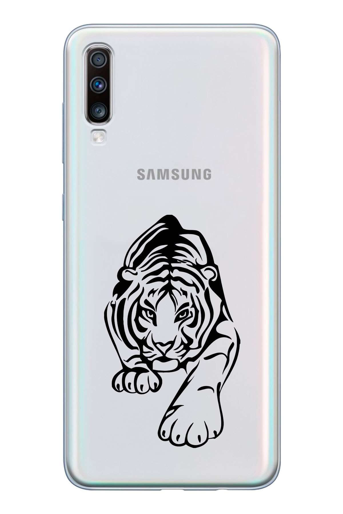 Printed Transparent Phone Case with Tiger Design for Samsung Galaxy A20S