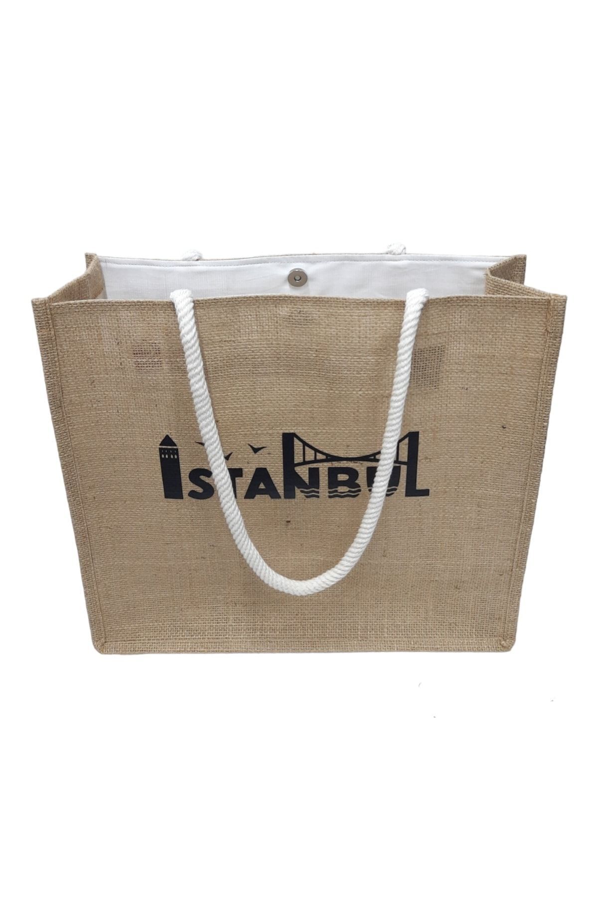 KYLE XM-Istanbul Printed Jute Straw Beach Bag Beach And Pool Bag With Inner Pocket Keychain 2