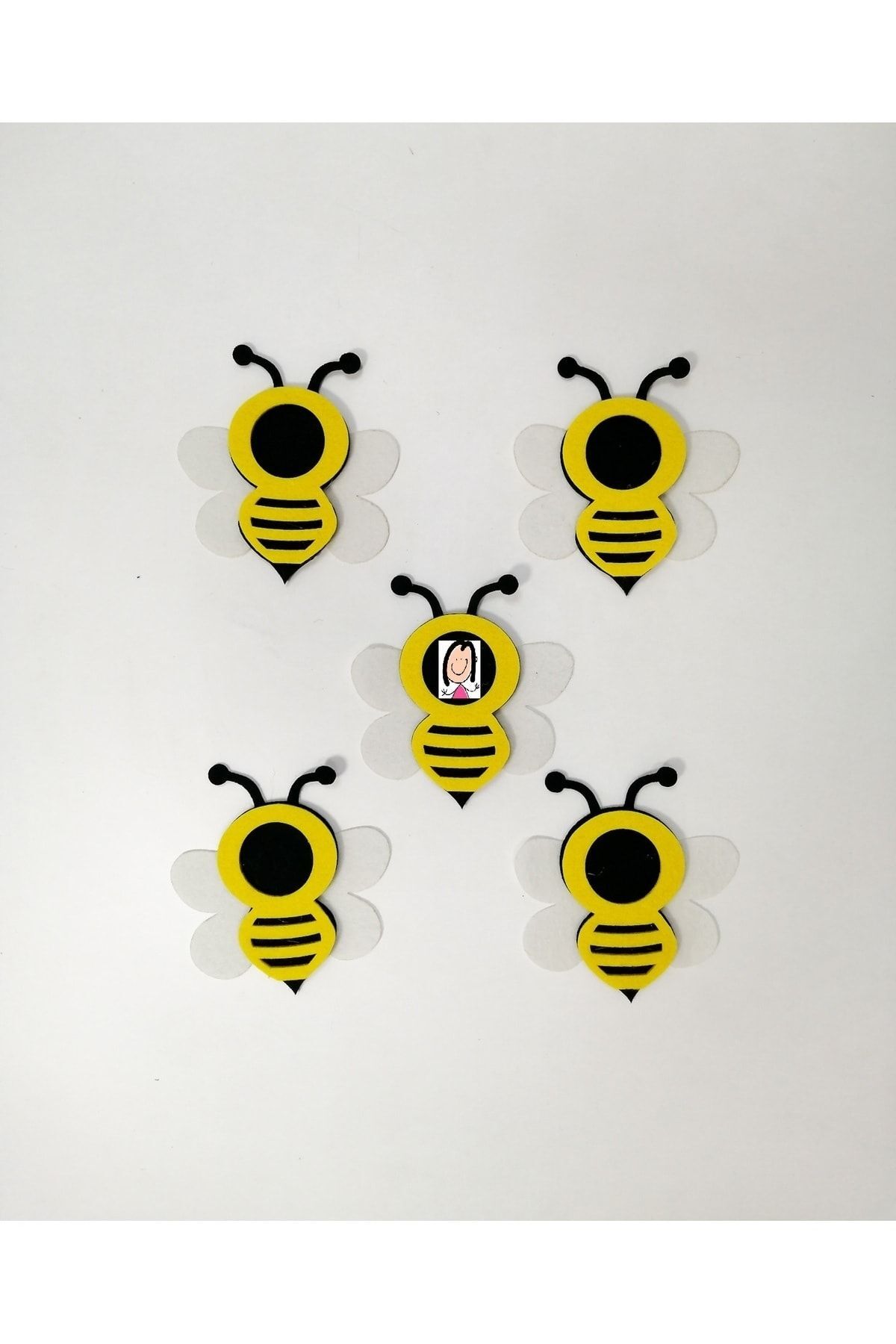 keçeli dünyam Keçe Figür, Çalışkan Arılar Vesikalık Çerçeve 13 Cm 5 Adet