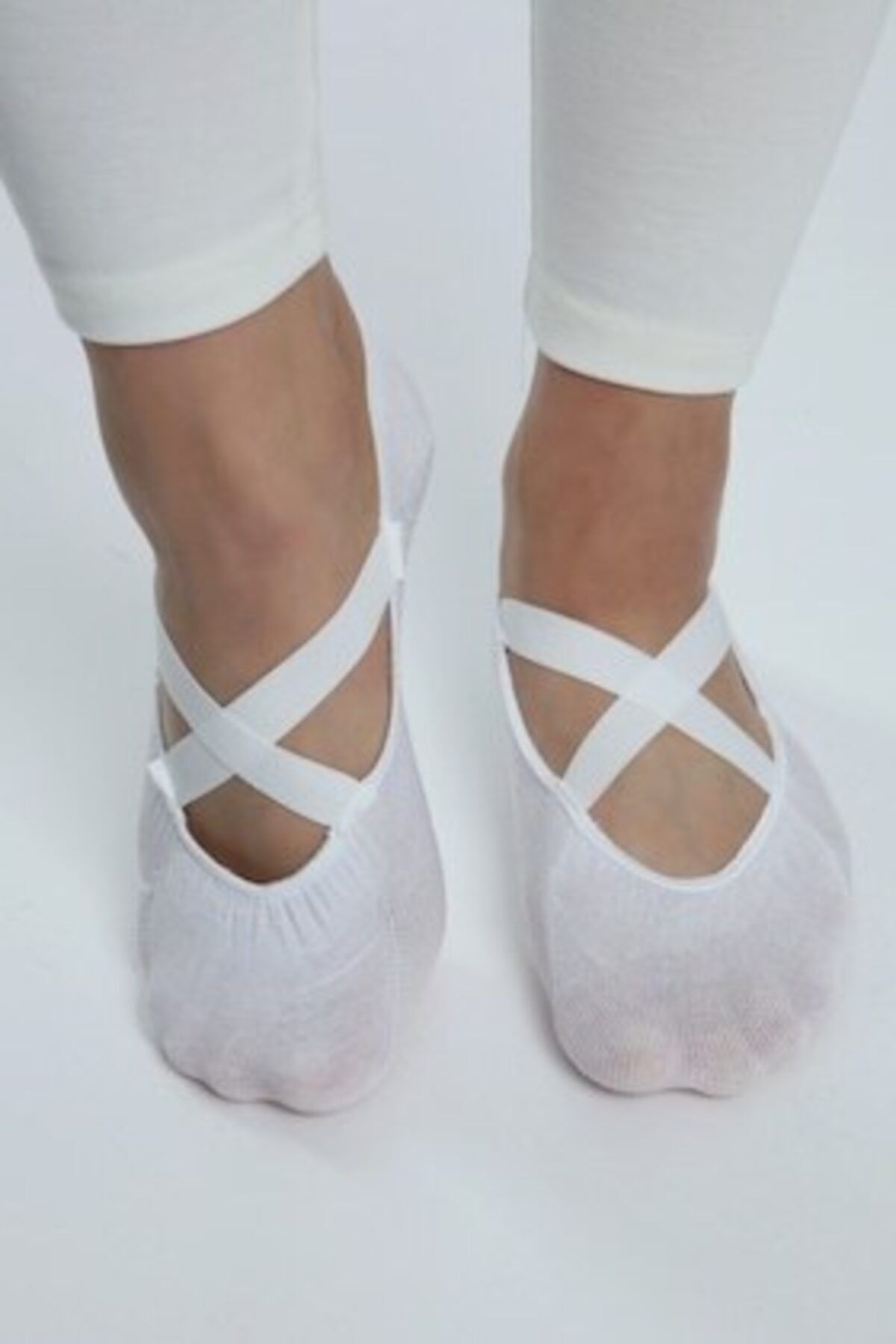 Aytuğ Kadın Beyaz Altı Kaydırmaz Bantlı Pilates&yoga Babet Çorabı