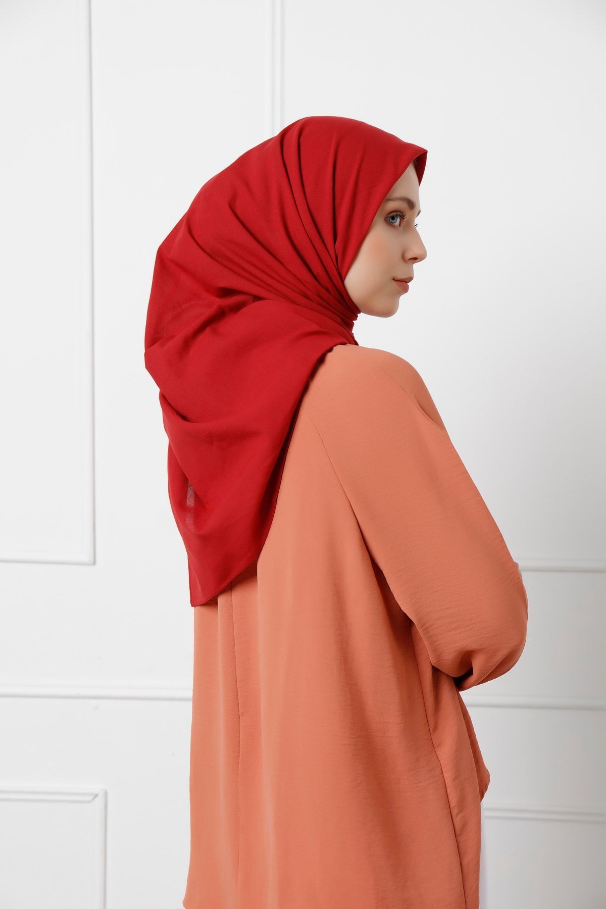 Saless-Women's Burgundy Natural Cotton Scarf 3