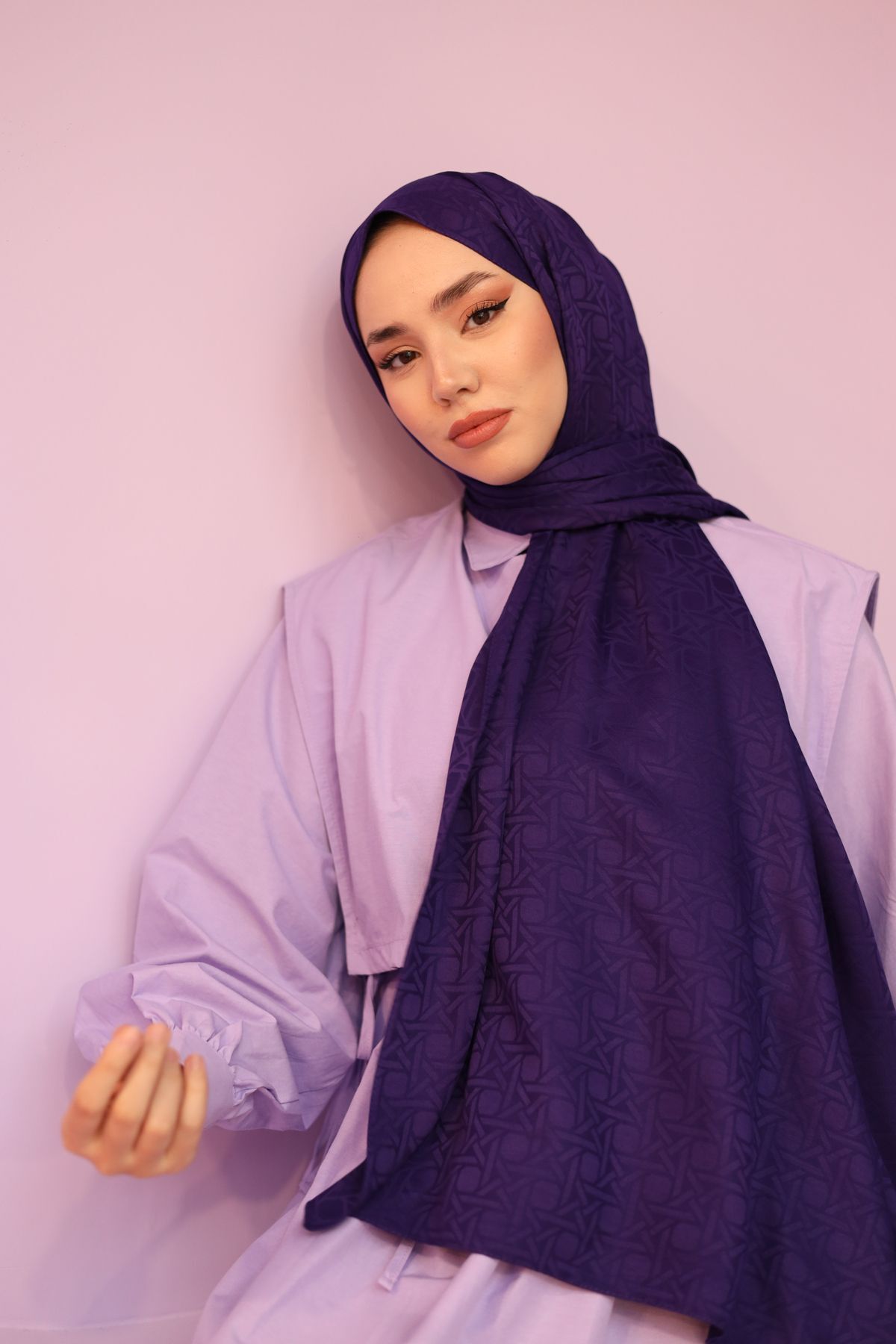 Silk Home-Şal Jacquard Deluxe - Mov închis 4